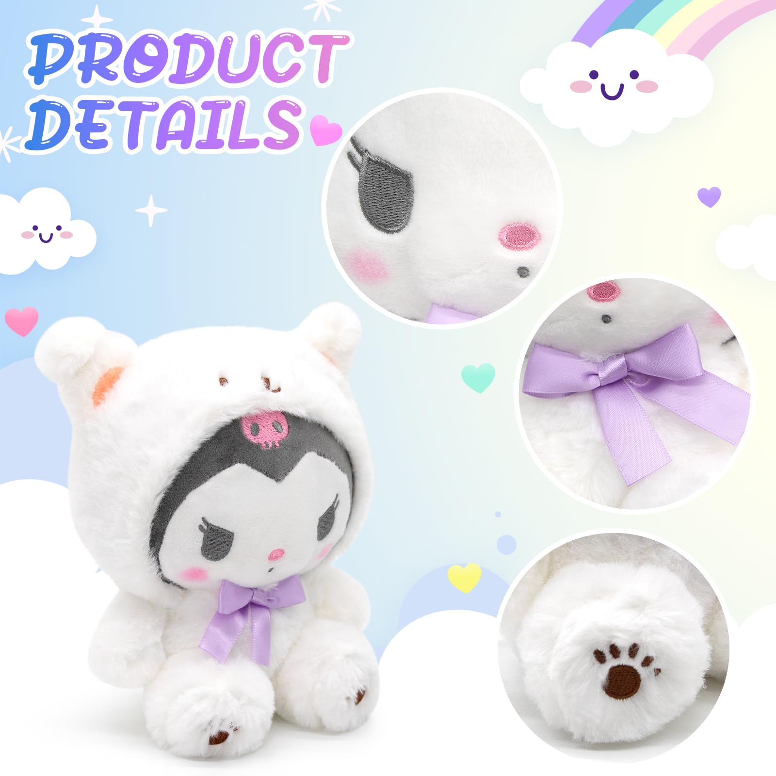 Foto 5 pulgar | Muñeca De Peluche Maikerry Kawaii Anime 20 Cm Purple Kuro Para Niñas - Venta Internacional.