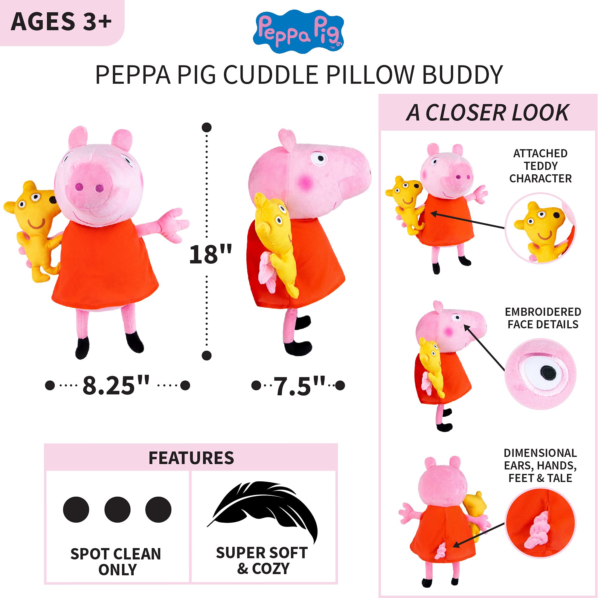 Foto 5 pulgar | Cuddle Pillow Buddy Franco Peppa Pig Con Ropa De Cama Infantil Teddy - Venta Internacional.