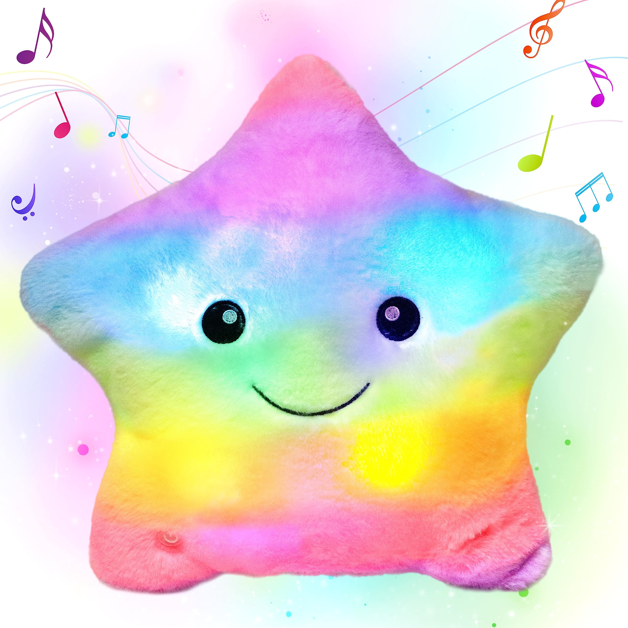 Almohada De Peluche Musical Led Star Cuteoy Rainbow Para Niños - Venta Internacional. $885