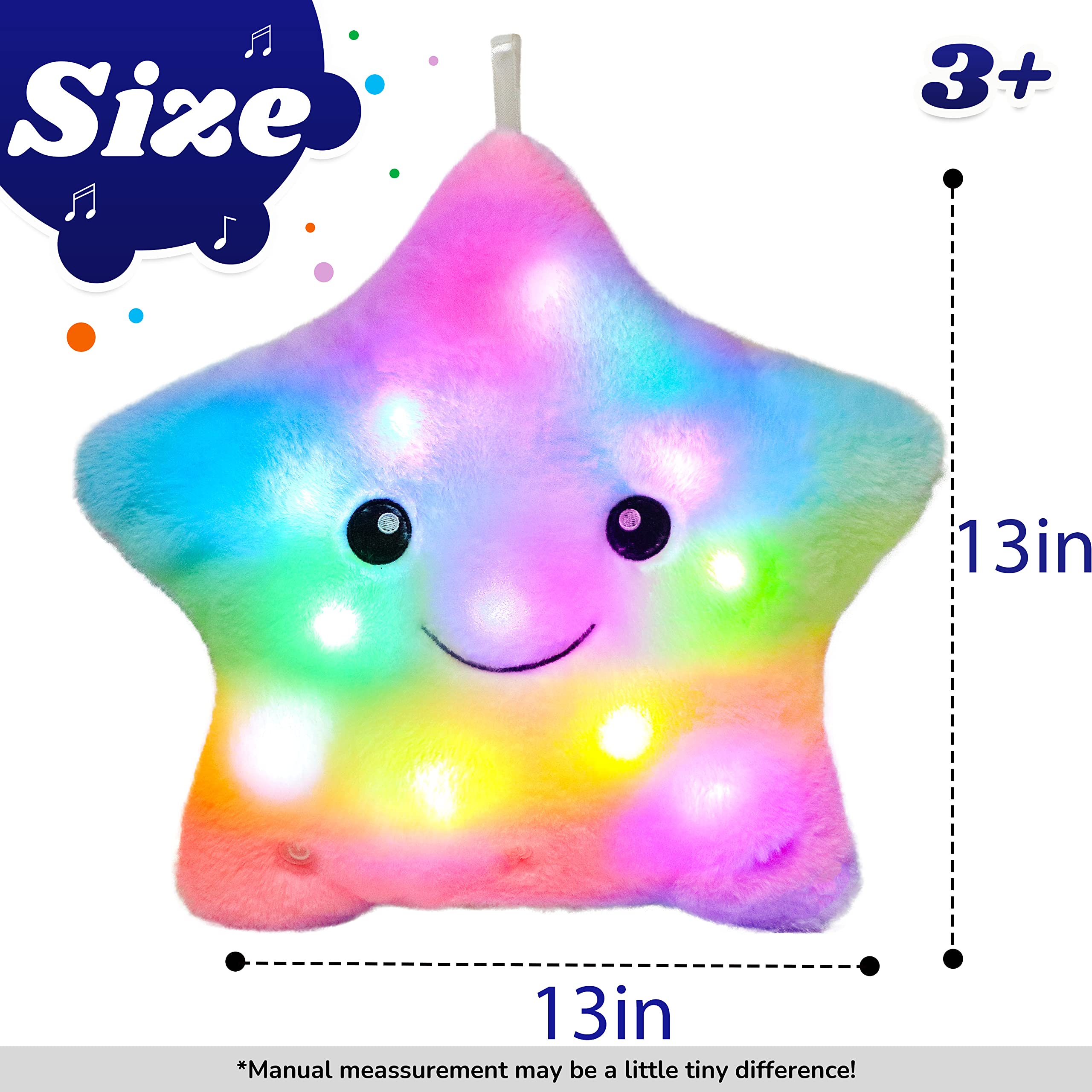 Foto 3 pulgar | Almohada De Peluche Musical Led Star Cuteoy Rainbow Para Niños - Venta Internacional.