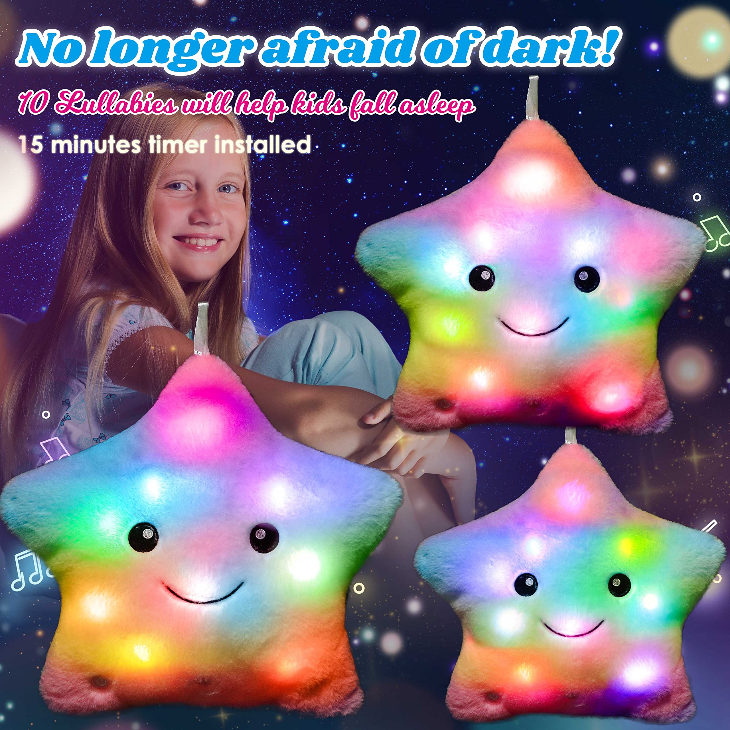 Foto 3 | Almohada De Peluche Musical Led Star Cuteoy Rainbow Para Niños - Venta Internacional.