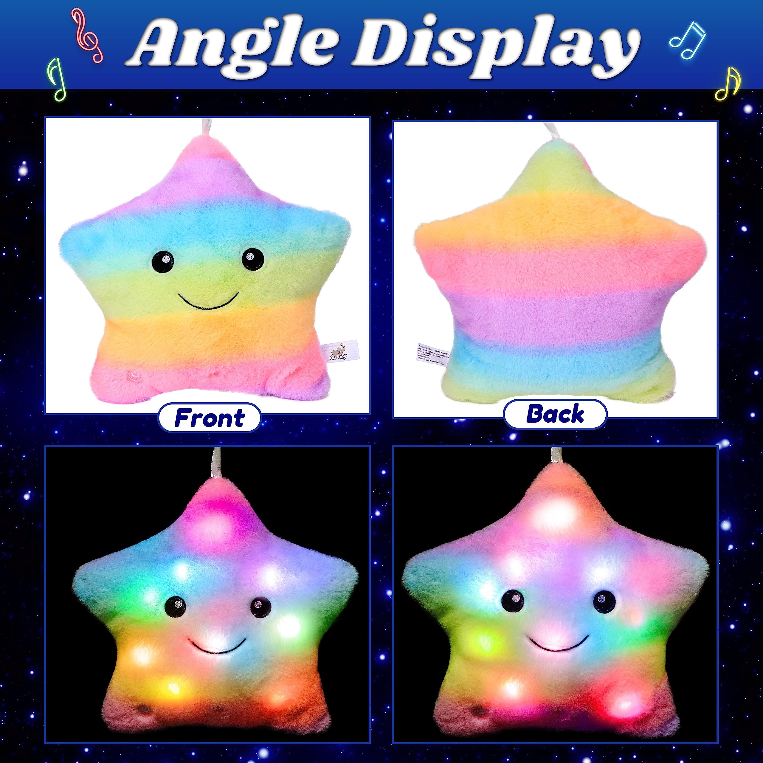 Foto 5 | Almohada De Peluche Musical Led Star Cuteoy Rainbow Para Niños - Venta Internacional.