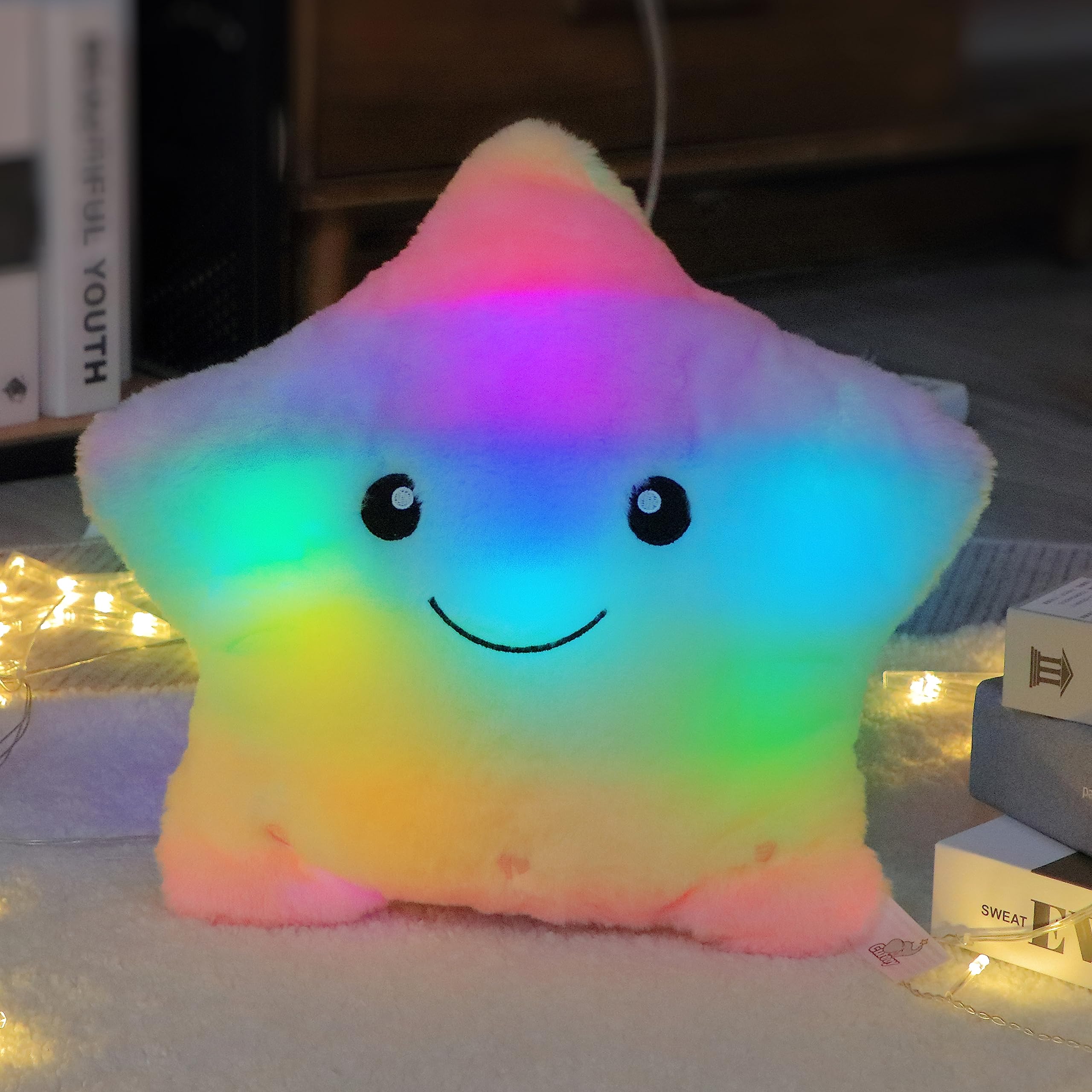 Foto 7 pulgar | Almohada De Peluche Musical Led Star Cuteoy Rainbow Para Niños - Venta Internacional.