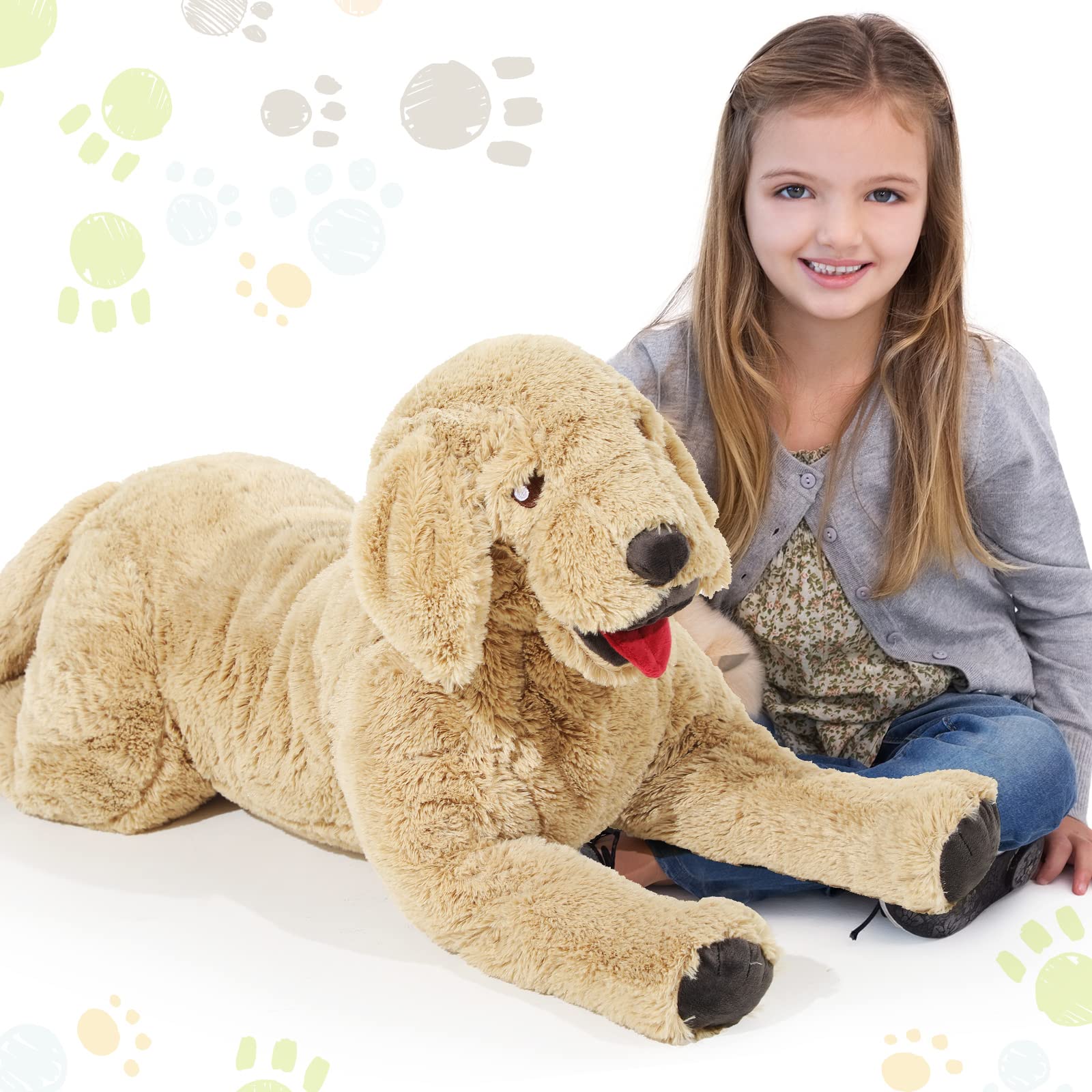 Peluche Geosar Dog Labrador Fluffy, 85 Cm, Dorado - Venta Internacional.