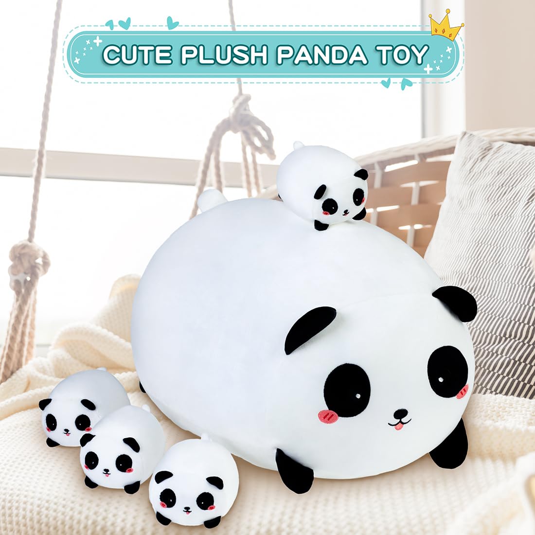 Foto 5 pulgar | Peluche Snowolf Panda Mommy Con 4 Piezas Para Bebés Pequeños De 40 Cm - Venta Internacional.