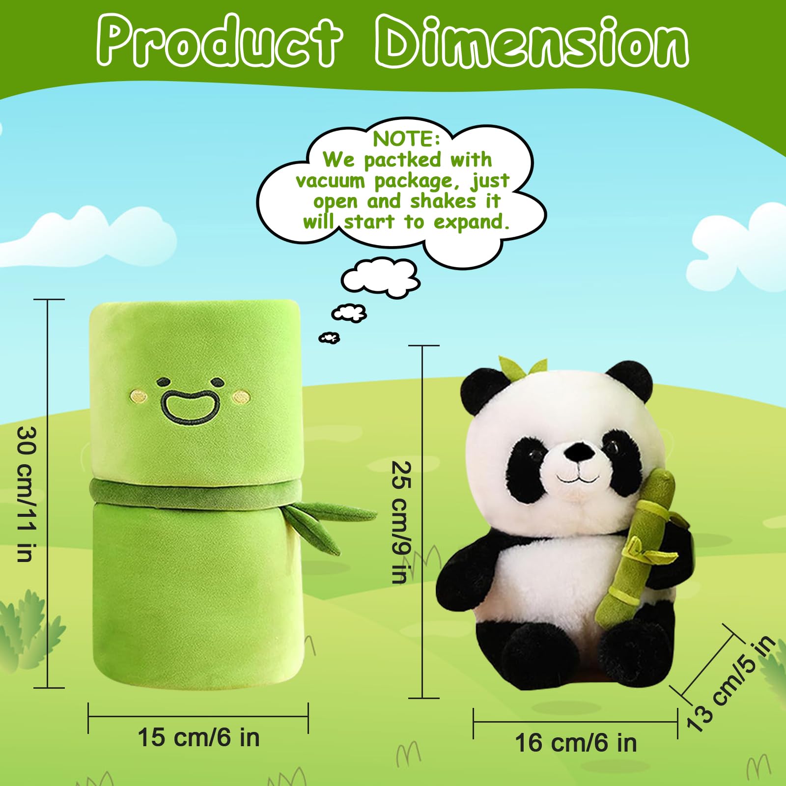 Foto 5 | Peluche De Bambú Emoin Panda Con Forma De Animal De Peluche, 30 Cm, Con Almohada - Venta Internacional.