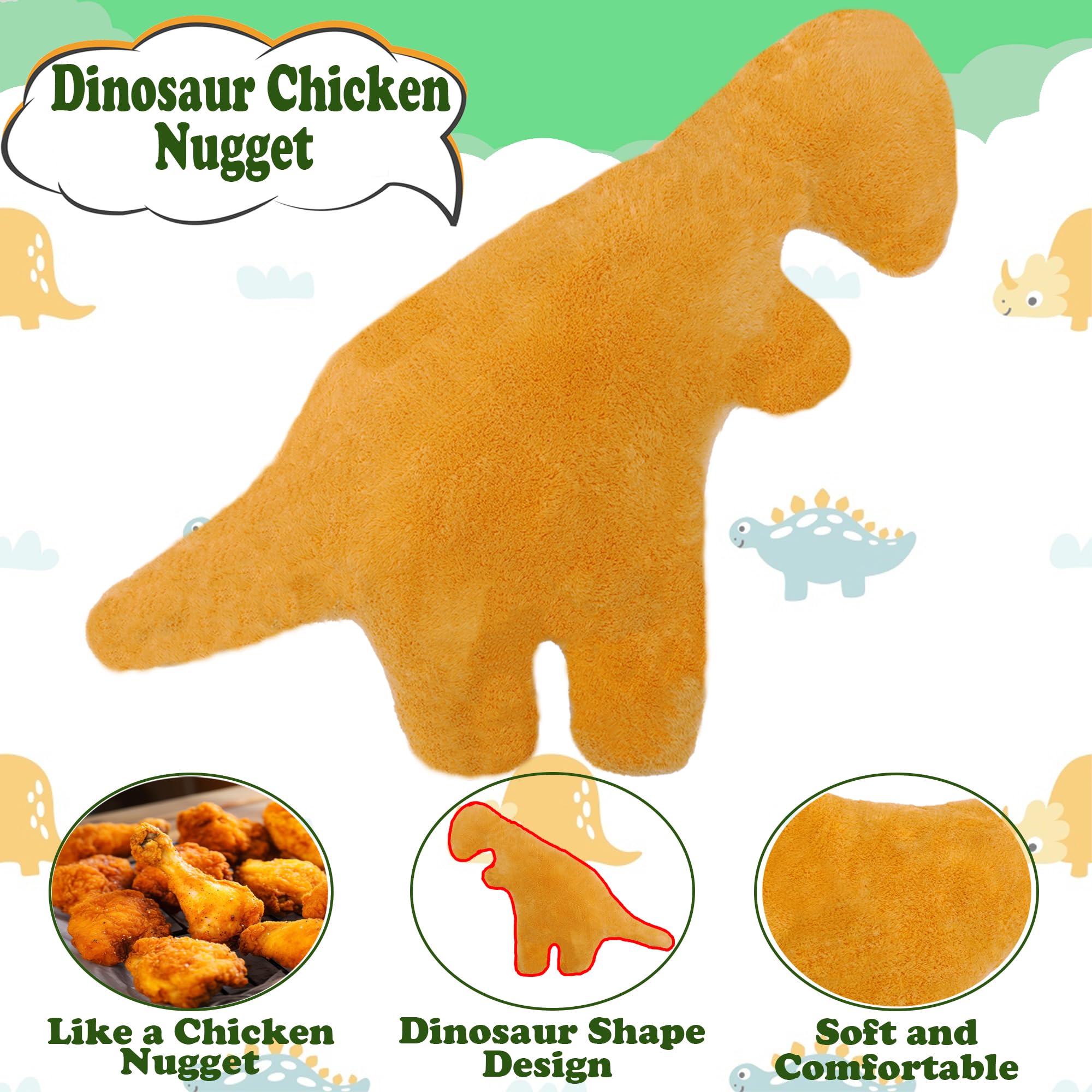 Foto 6 pulgar | Almohada De Peluche Ml.enjoy Dino Chicken Nugget De 48 Cm Para Niños - Venta Internacional.