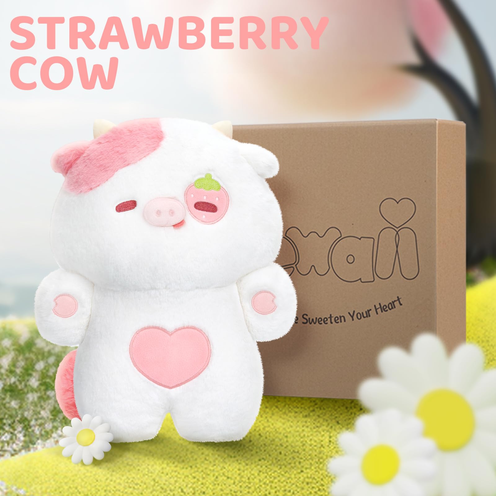 Foto 7 pulgar | Almohada De Peluche Mewaii Strawberry Cow De 45 Cm - Venta Internacional.