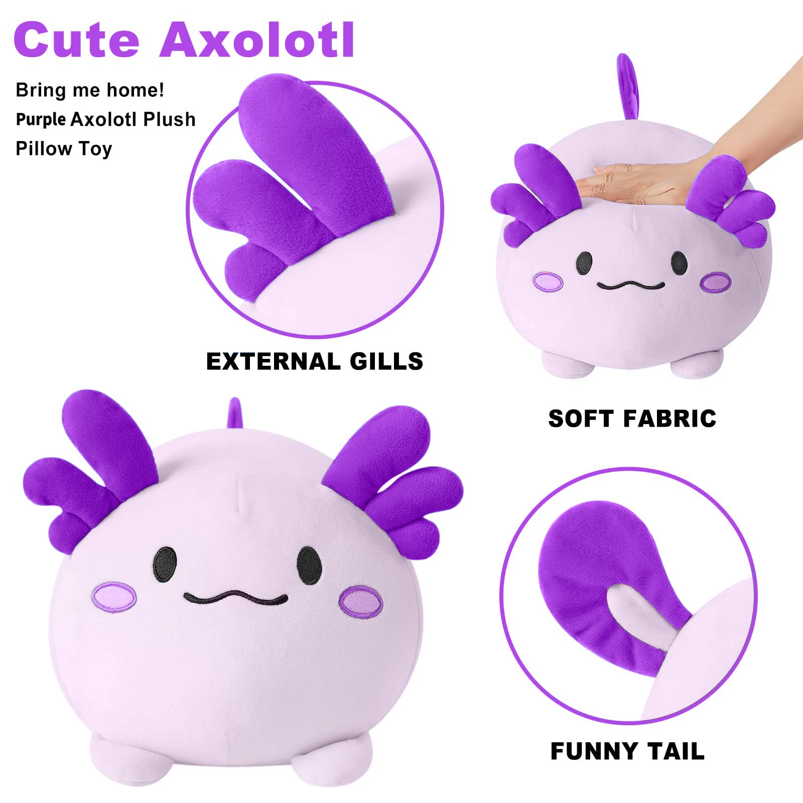 Foto 2 | Almohada De Peluche Axolotl, Diseño De Melocotón, Diseño Kawaii, Diseño De Peluche Suave, 30 - Venta Internacional.