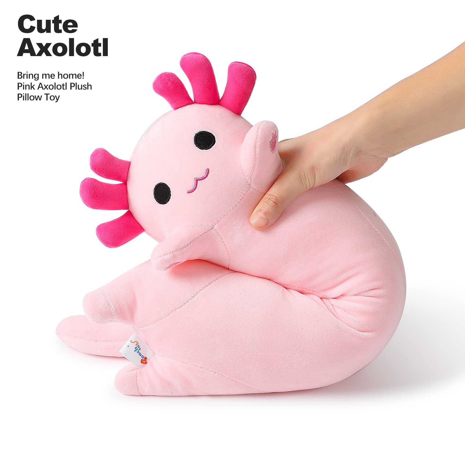 Foto 5 pulgar | Cojín De Peluche Axolotl Con Forma De Gato Melocotón, Rosa, Largo, 50 Cm - Venta Internacional.