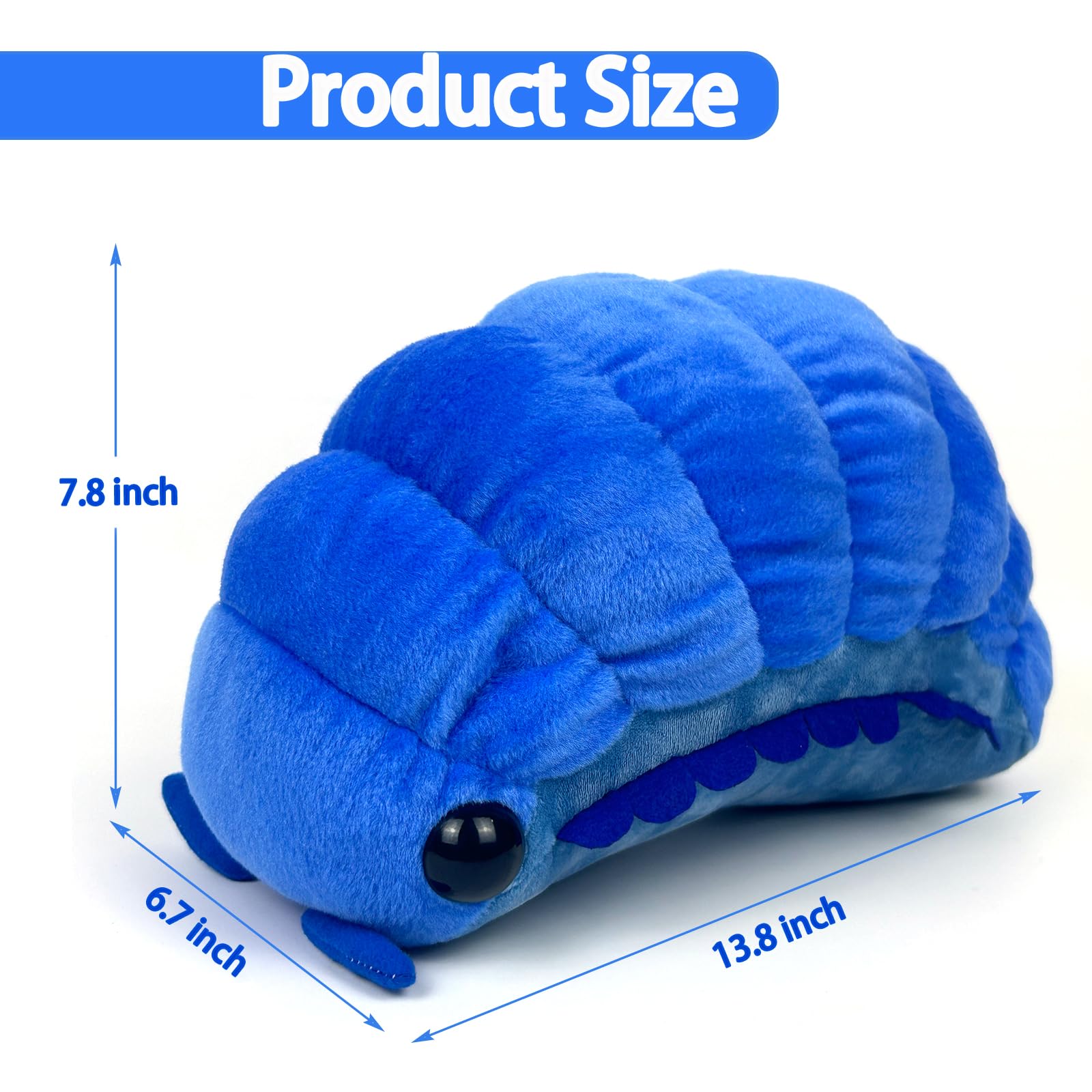 Foto 5 pulgar | Almohada De Peluche Con Forma De Insecto Isópodo, 35 Cm, Color Azul - Venta Internacional.