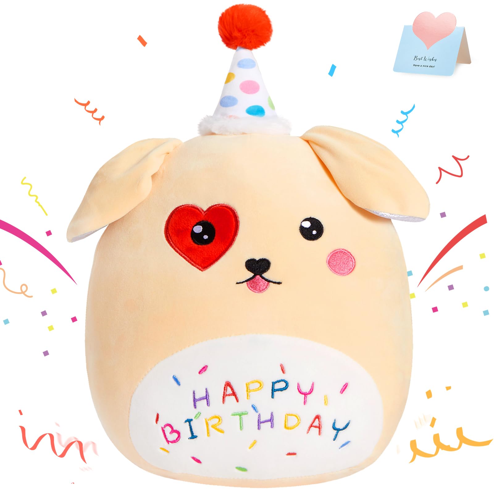 Cojín De Felpa Bstaofy Con Bonito Cachorro De Feliz Cumpleaños De 35 Cm Para Niños - Venta Internacional.