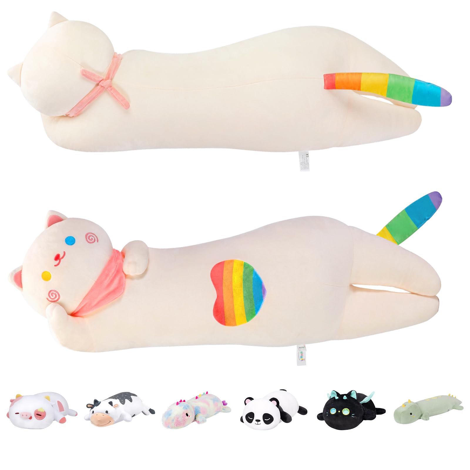 Foto 2 pulgar | Almohada Corporal De Felpa Mewaii Rainbow Cat De 25 Pulgadas Para Niños Y Anuncios - Venta Internacional.