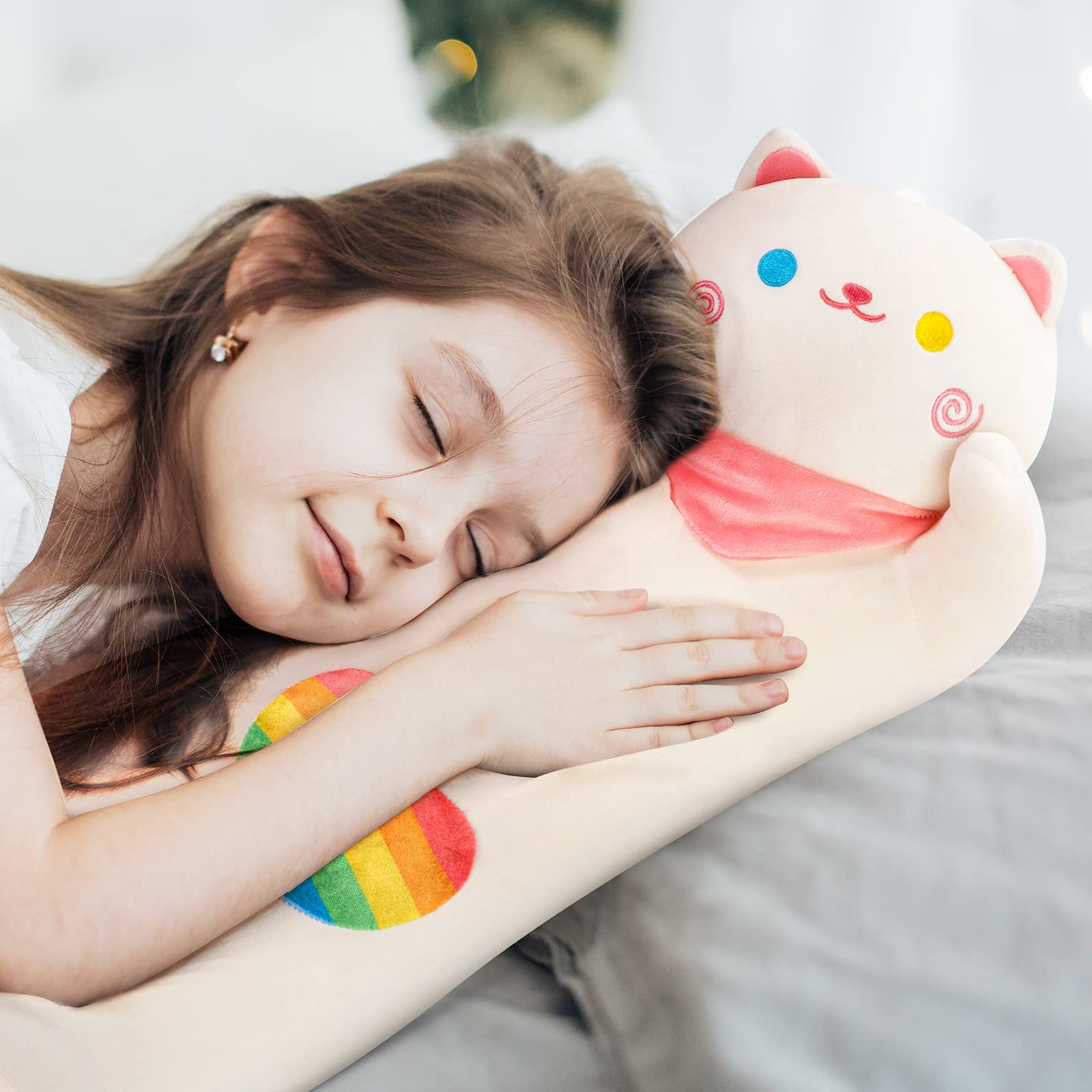 Foto 3 pulgar | Almohada Corporal De Felpa Mewaii Rainbow Cat De 25 Pulgadas Para Niños Y Anuncios - Venta Internacional.