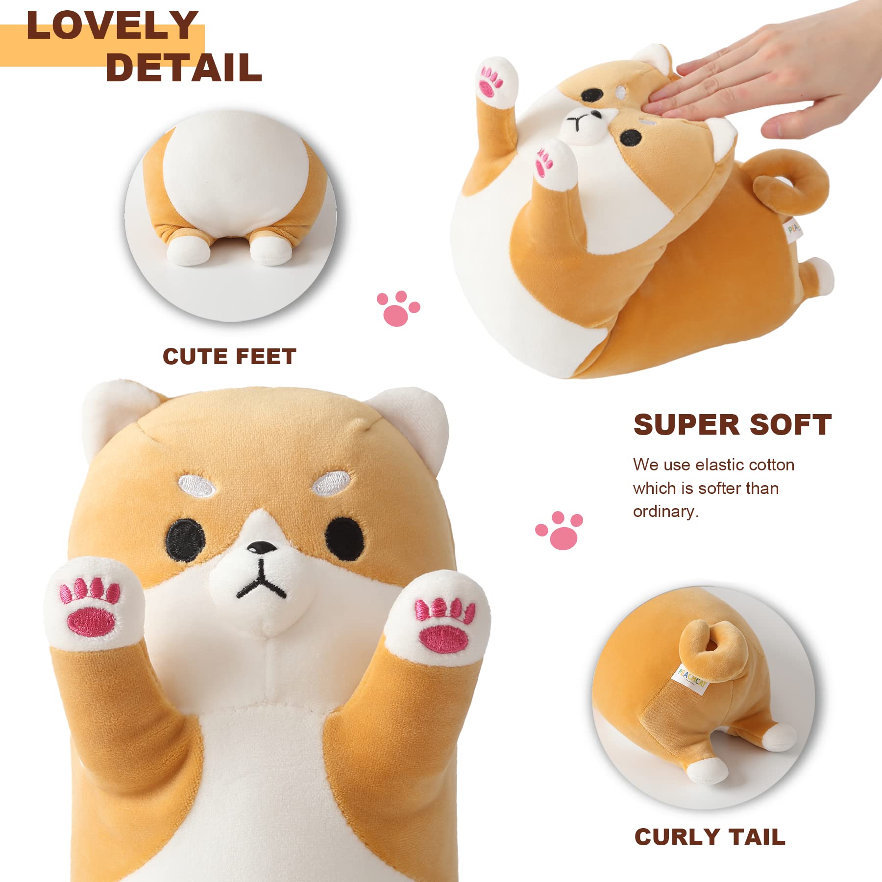 Foto 6 pulgar | Almohada Larga De Peluche Para Perros Con Forma De Melocotón Y Gato Shiba Inu Corgi, Anime - Venta Internacional.