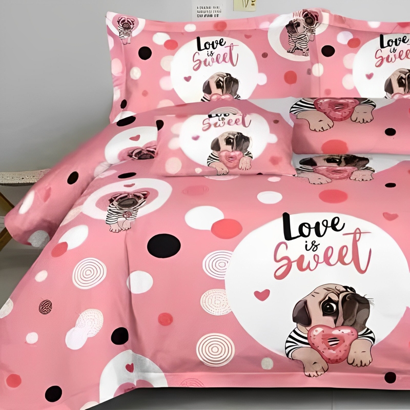 Foto 4 pulgar | Juego De Colchas Cubrecama Summer Pug Love Ros Para Niños - Venta Internacional.