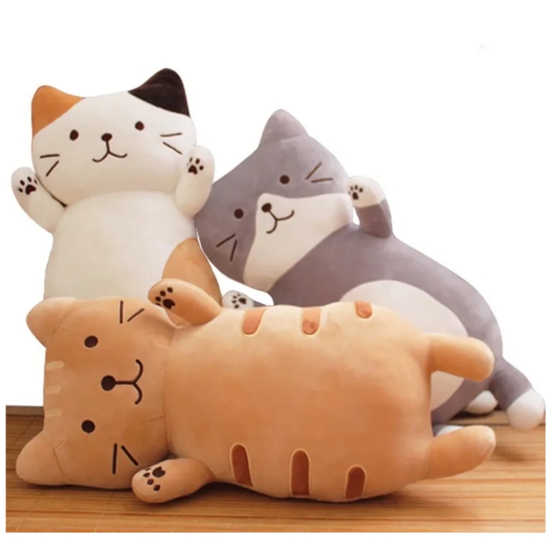 Almohada De Peluche Con Forma De Gato Para Abrazar, 50 X 24 X 18 Cm, Color Gris - Venta Internacional.