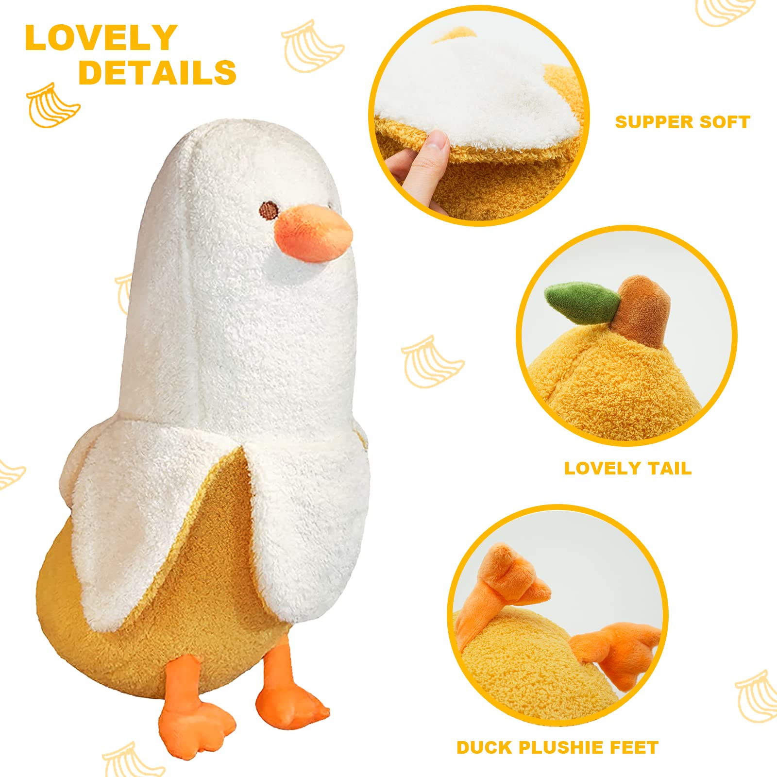 Foto 4 pulgar | Almohada de Peluche Peach Cat Banana Duck White 30 cm - Venta Internacional