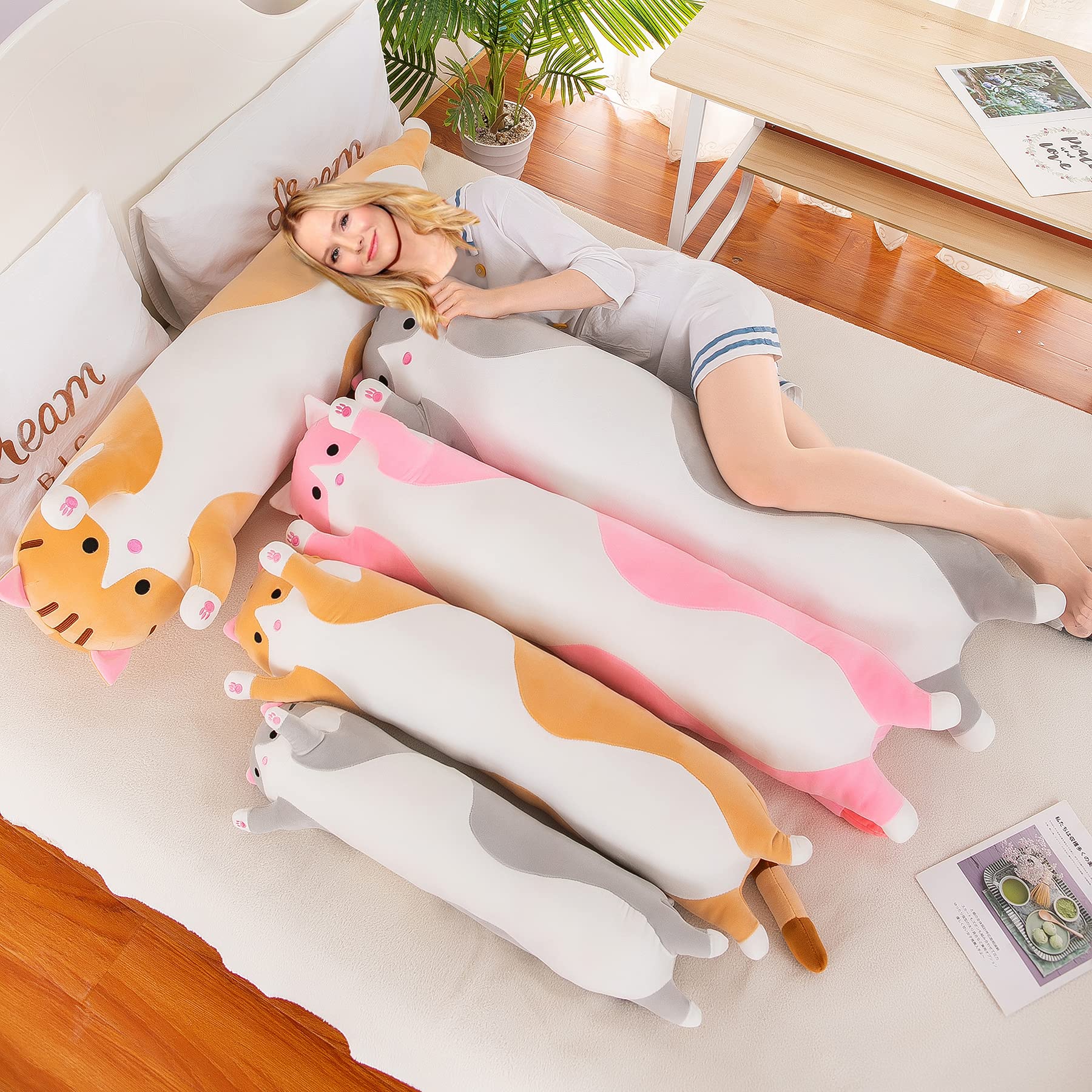 Foto 5 pulgar | Almohada De Peluche Para Muñecas Snowolf Cat Soft, 110 Cm, Con Algodón Rosa - Venta Internacional.