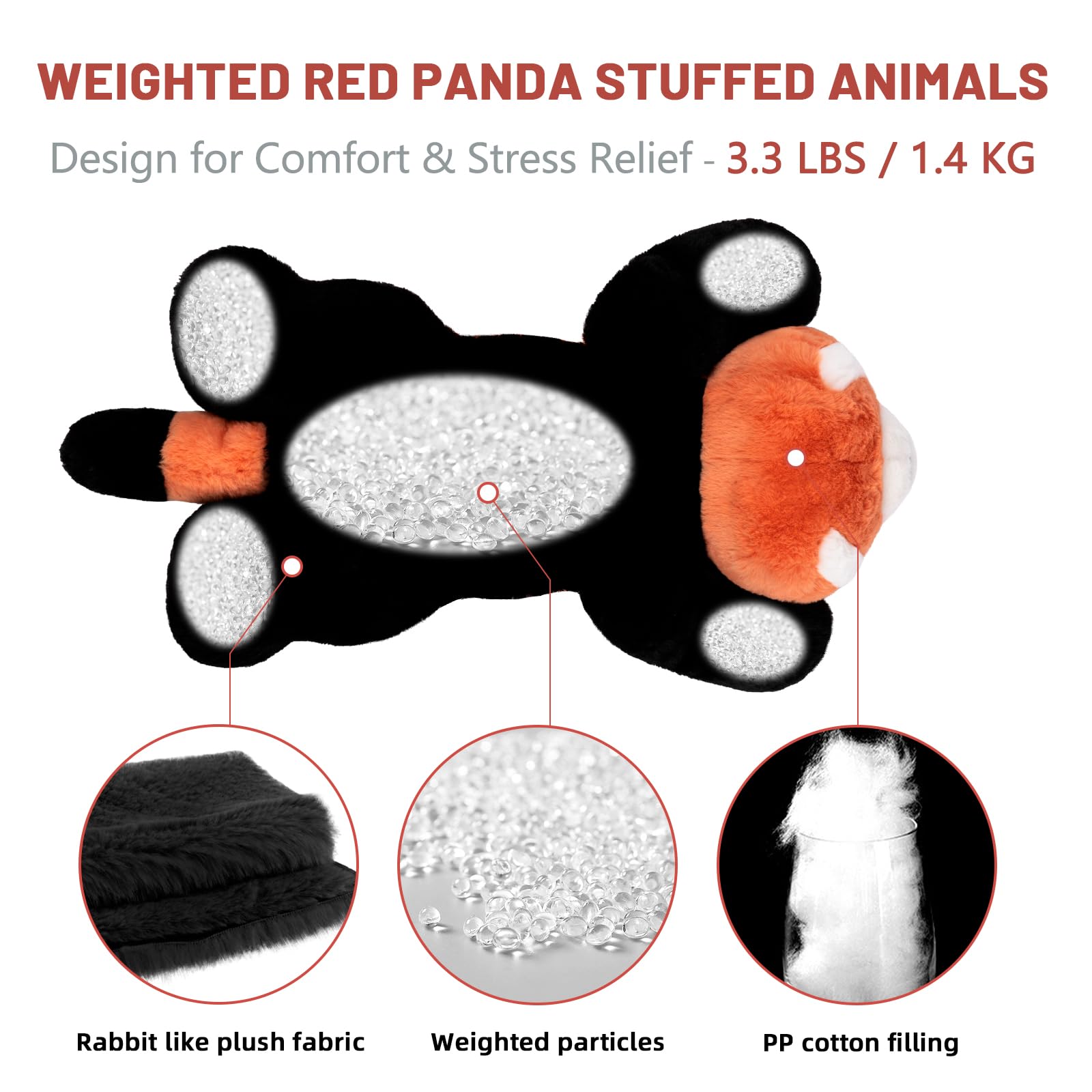 Foto 8 pulgar | Peluche Pesado Niuniudaddy Red Panda De 1,5 Kg - Venta Internacional.