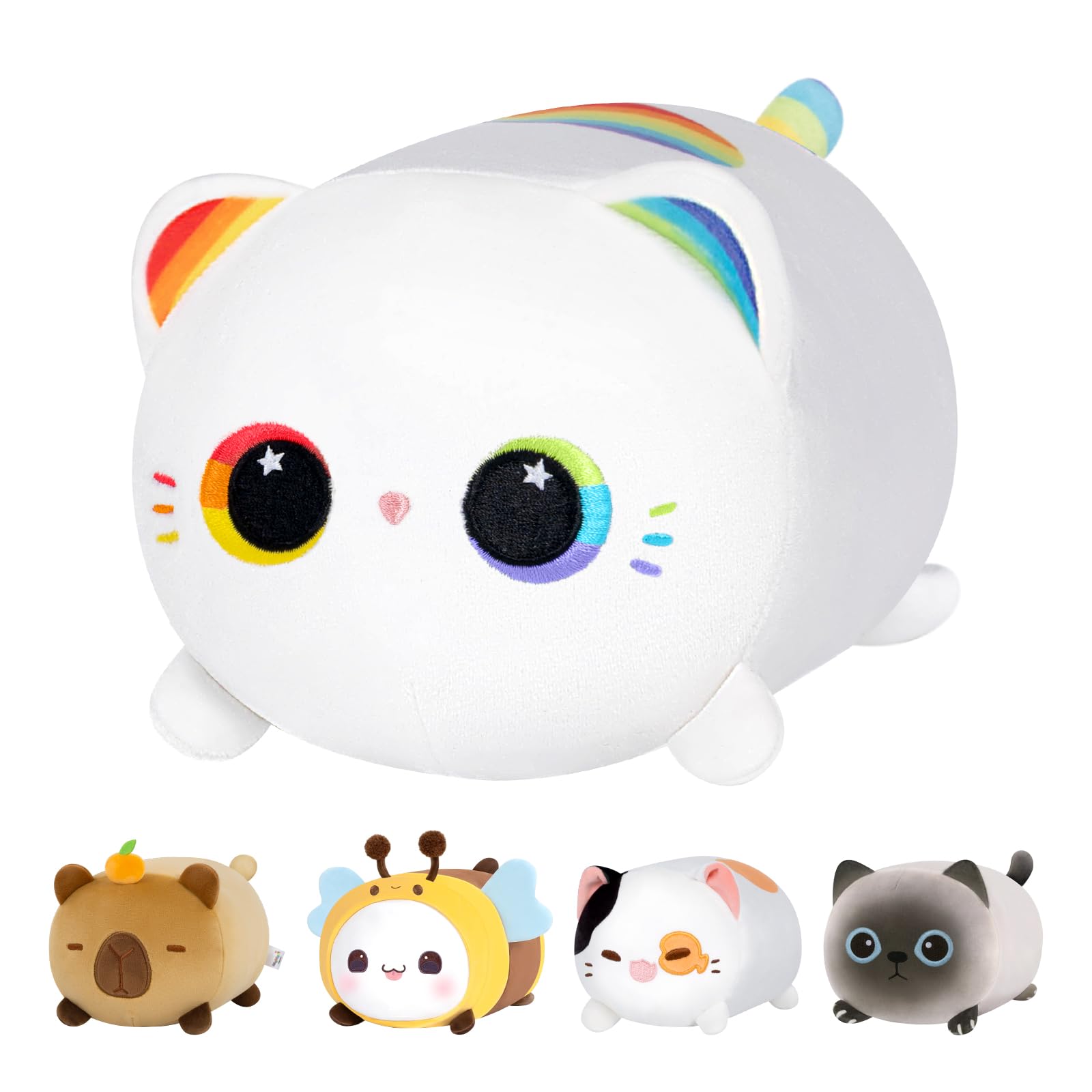 Almohada De Peluche Mewaii, Bonito Gato Arcoíris, Kawaii, 20 Cm - Venta Internacional. $465