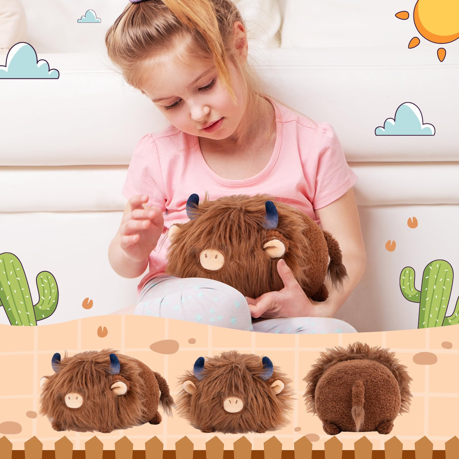 Foto 4 pulgar | Almohada de Felpa Mewaii Cute Highland Cow 20 cm para Niños - Venta Internacional