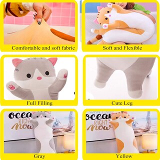 Foto 2 | Almohada de Felpa Snowolf Cat Soft de 70 cm Gris para Niños - Venta Internacional