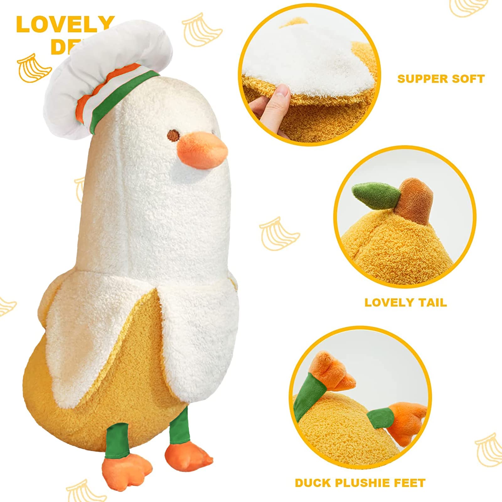 Foto 3 pulgar | Almohada de Peluche Peach Cat Cute Banana Duck Chef 30 cm - Venta Internacional