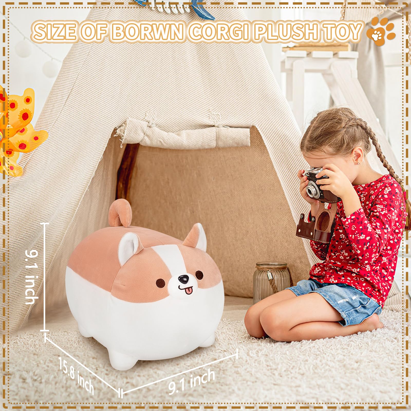 Foto 2 | Almohada de Felpa Auspicious Beginning Shiba Inu & Corgi 40 Cm - Venta Internacional