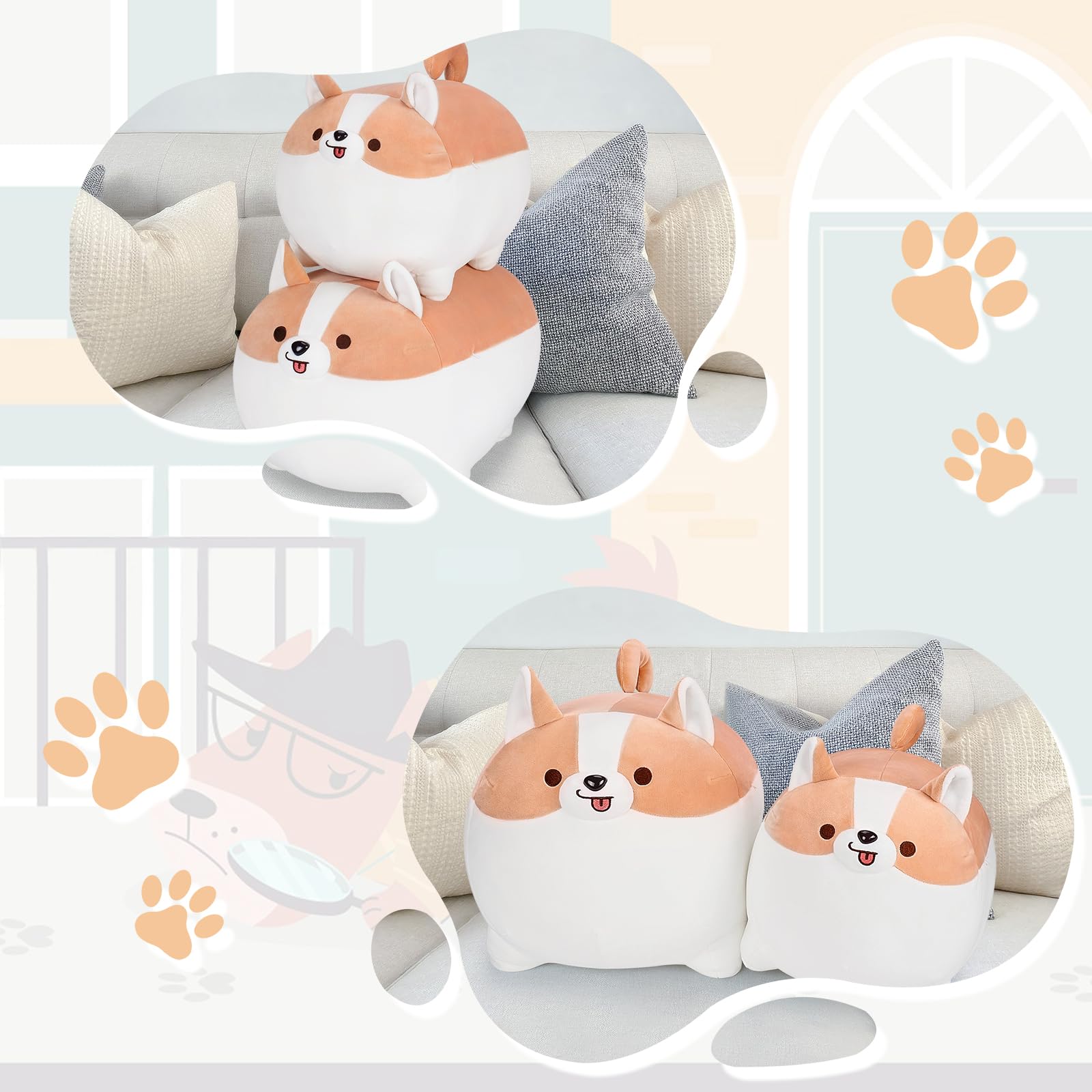 Foto 8 pulgar | Almohada de Felpa Auspicious Beginning Shiba Inu & Corgi 40 Cm - Venta Internacional