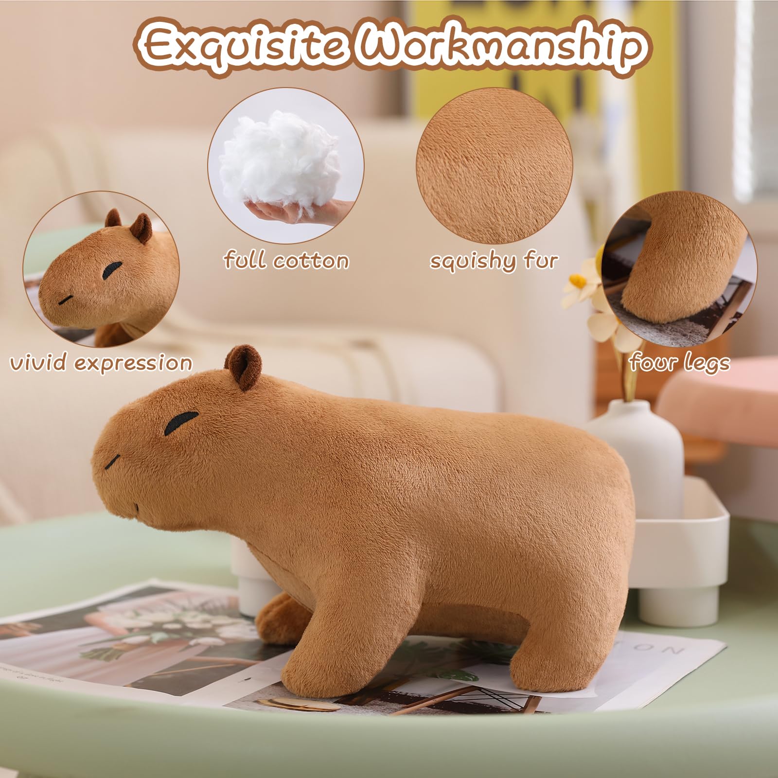 Foto 4 | Peluche De Peluche Con Forma De Capibara Sqeqe, Marrón, 20 Cm - Venta Internacional.