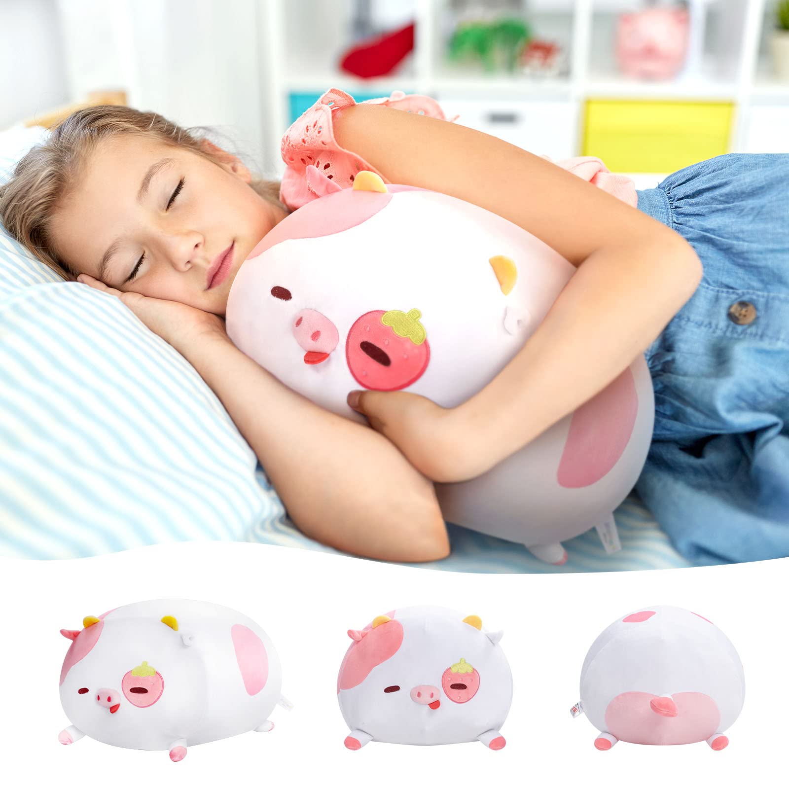 Foto 7 pulgar | Almohada de Peluche Mewaii con Forma de Vaca Fresa 40 cm - Venta Internacional