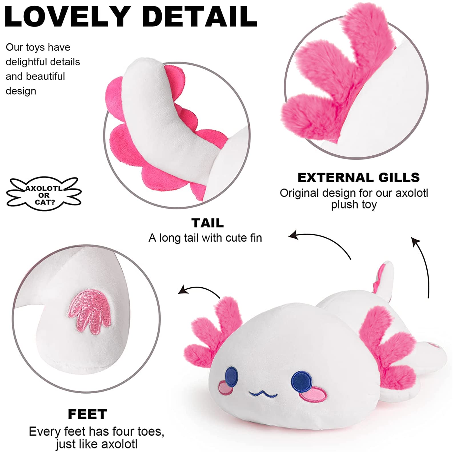 Foto 4 pulgar | Peluche Onsoyours, Bonita Salamandra Con Forma De Axolotl Para Niños, 33 Cm - Venta Internacional.