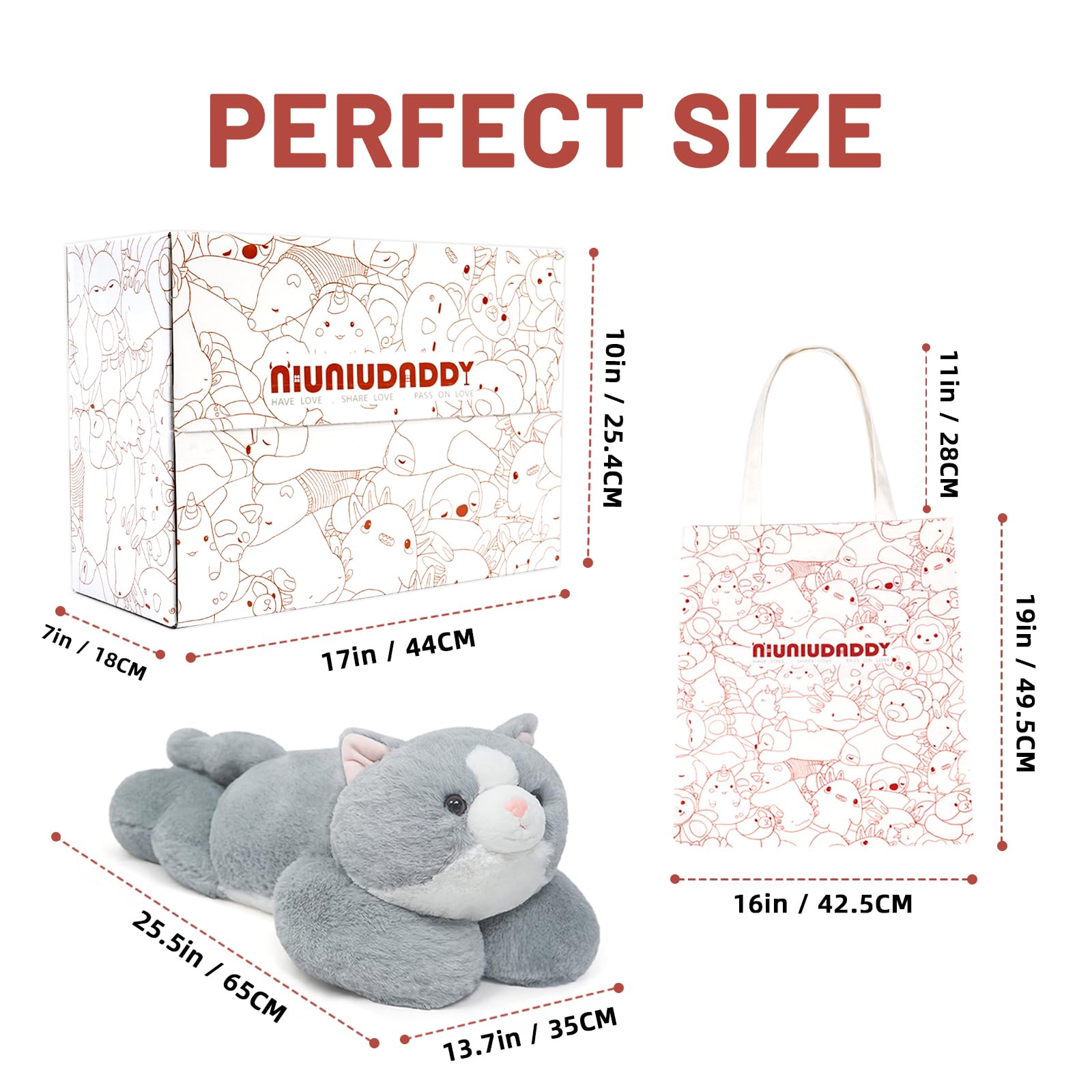 Foto 7 | Peluche Pesado Niuniudaddy Grey Cat De 2,5 Kg Con Acc - Venta Internacional.