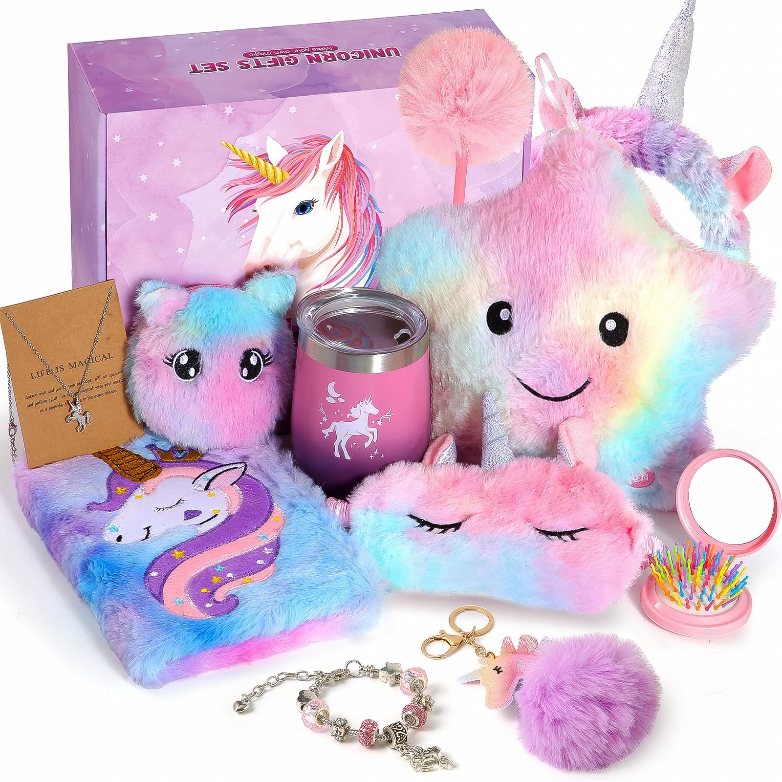 Foto 1 | Set De Regalo Aberlls Unicorn Toys Con Almohada De Felpa Iluminada Con Forma De Estrella - Venta Internacional.