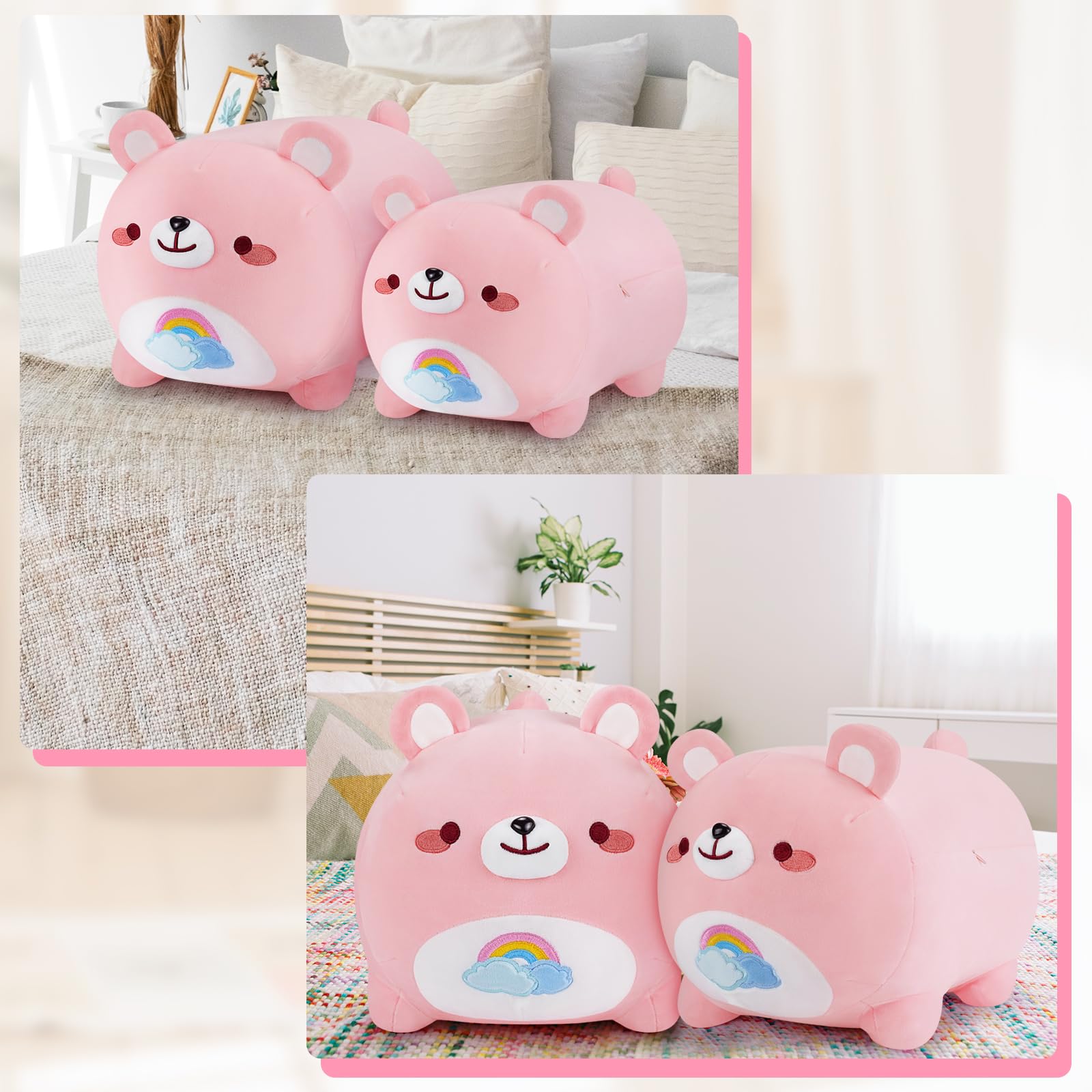 Foto 7 pulgar | Almohada de Peluche Auspicious Beginning con Forma de Oso Rosa de 40 cm - Venta Internacional