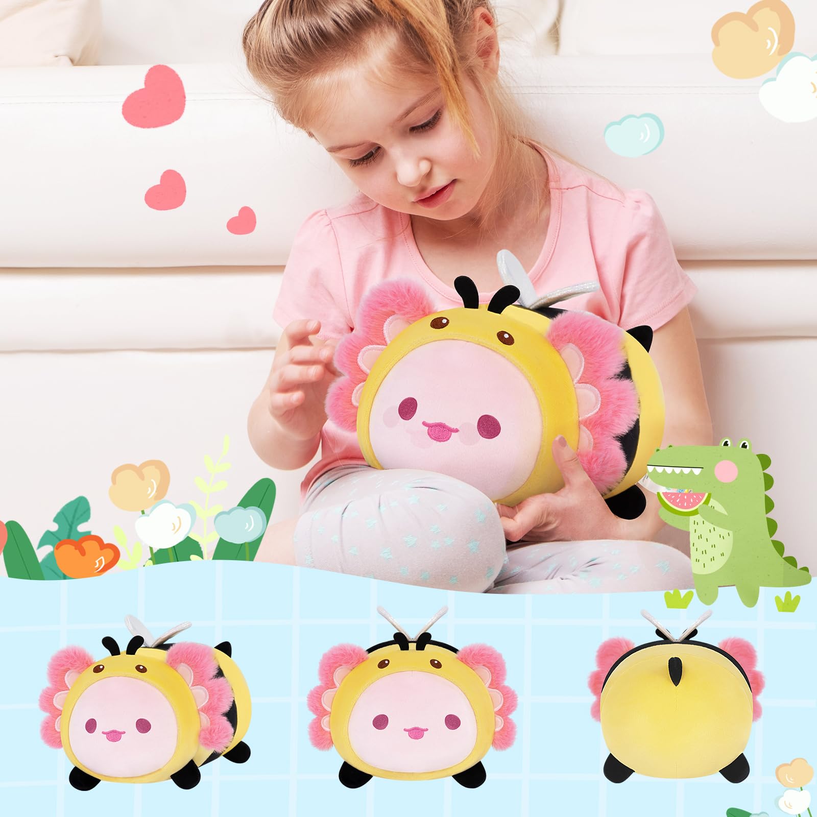 Foto 5 pulgar | Almohada de Felpa Mewaii Cute Axolotl Bee 20 cm Kawaii para Niños - Venta Internacional