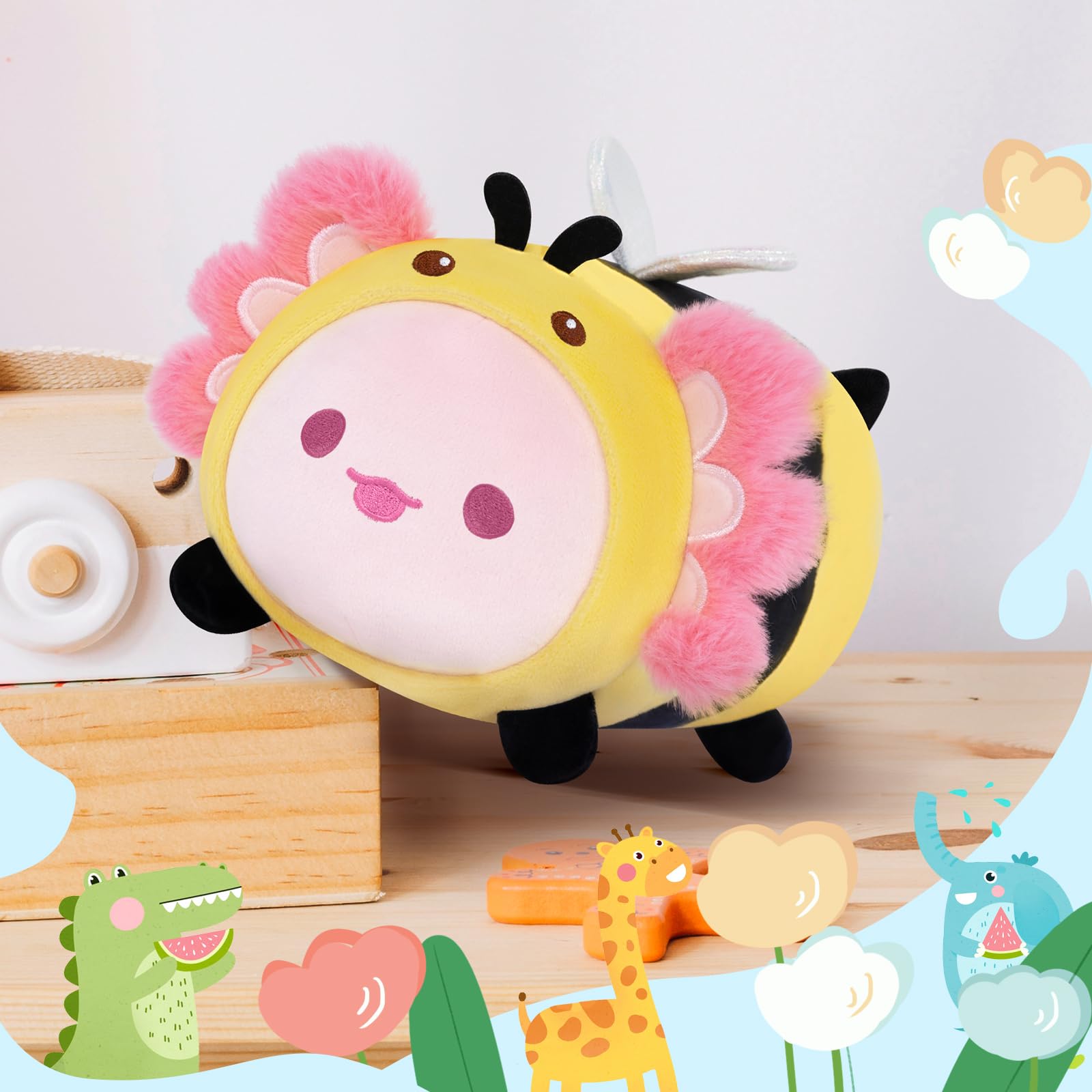 Foto 6 pulgar | Almohada de Felpa Mewaii Cute Axolotl Bee 20 cm Kawaii para Niños - Venta Internacional