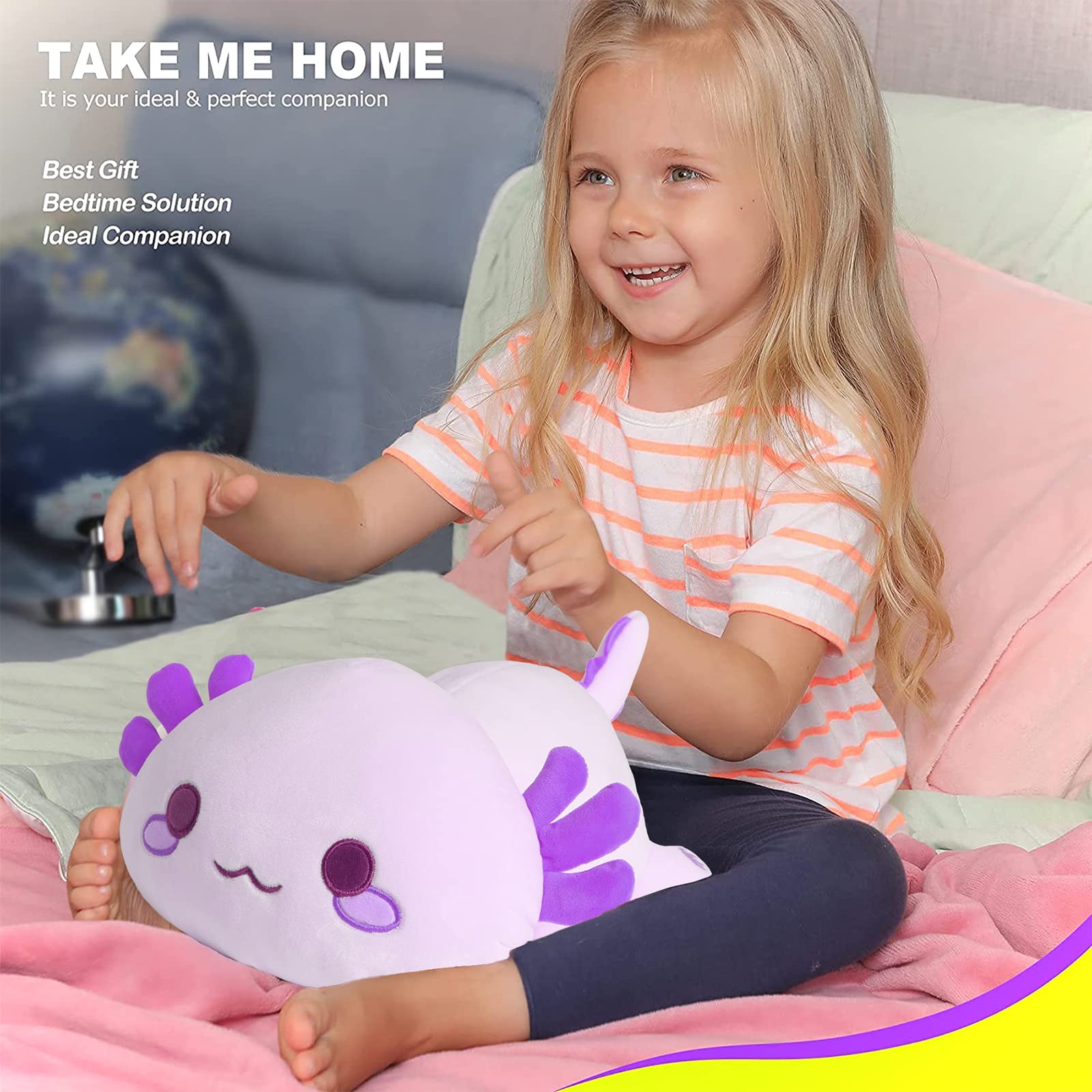 Foto 5 pulgar | Peluche Onsoyours Cute Axolotl Purple 33 Cm Para Niños - Venta Internacional.