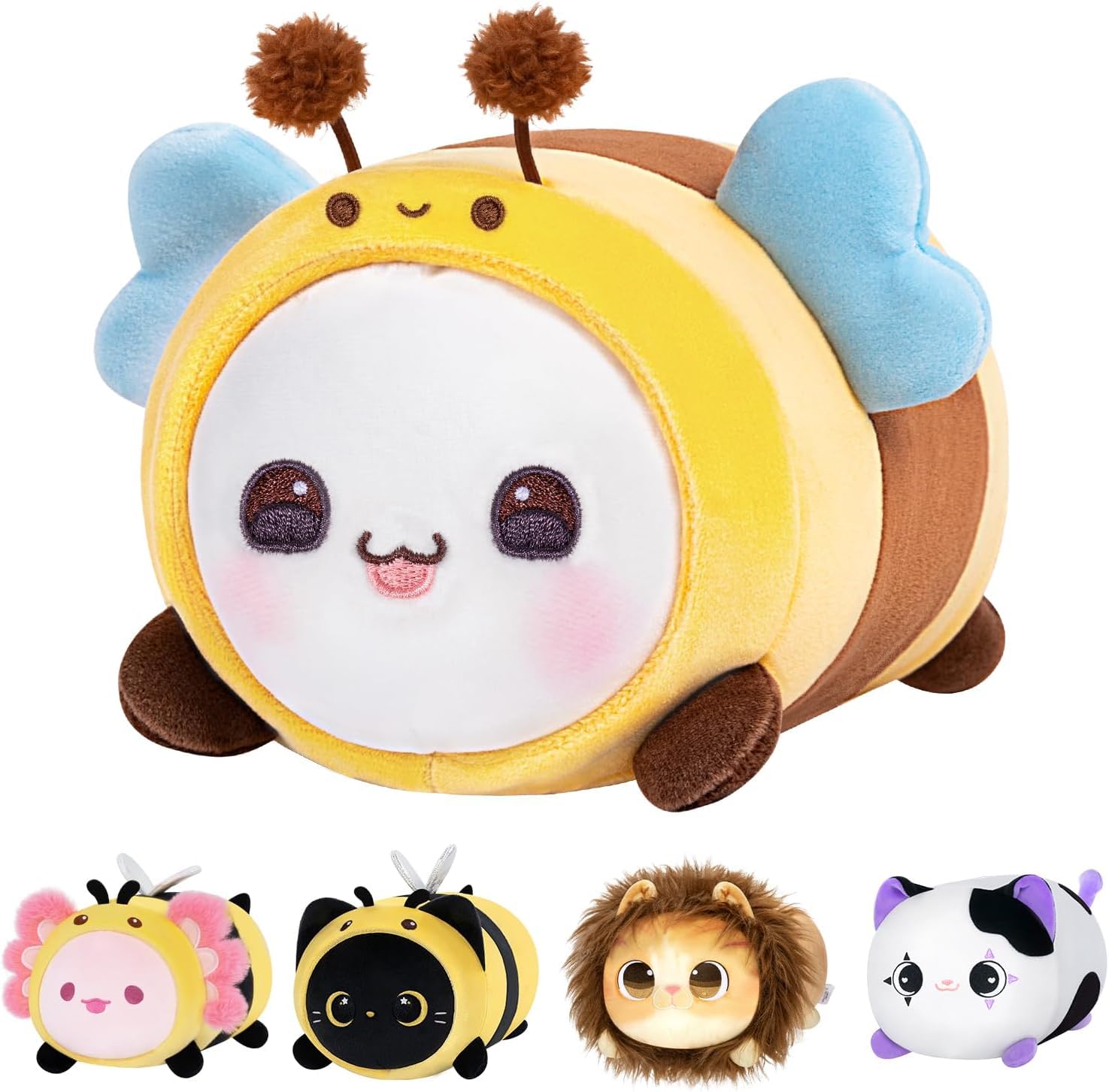 Cojín de felpa Mewaii con Forma de Gato y Abeja Kawaii de 20 cm - Venta Internacional