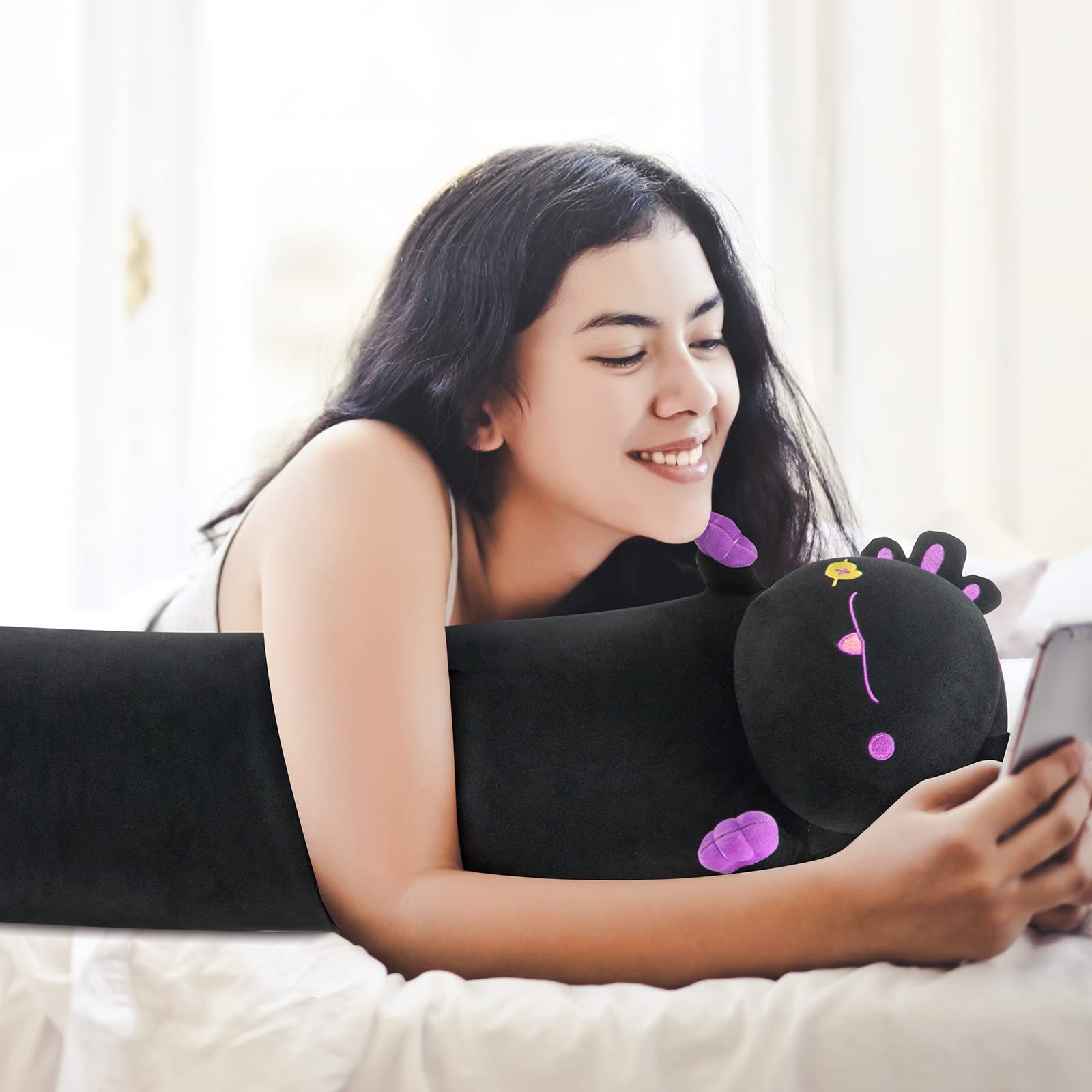 Foto 4 pulgar | Almohada Corporal de Felpa Mewaii Long Cat Black Axolotl 70 cm - Venta Internacional