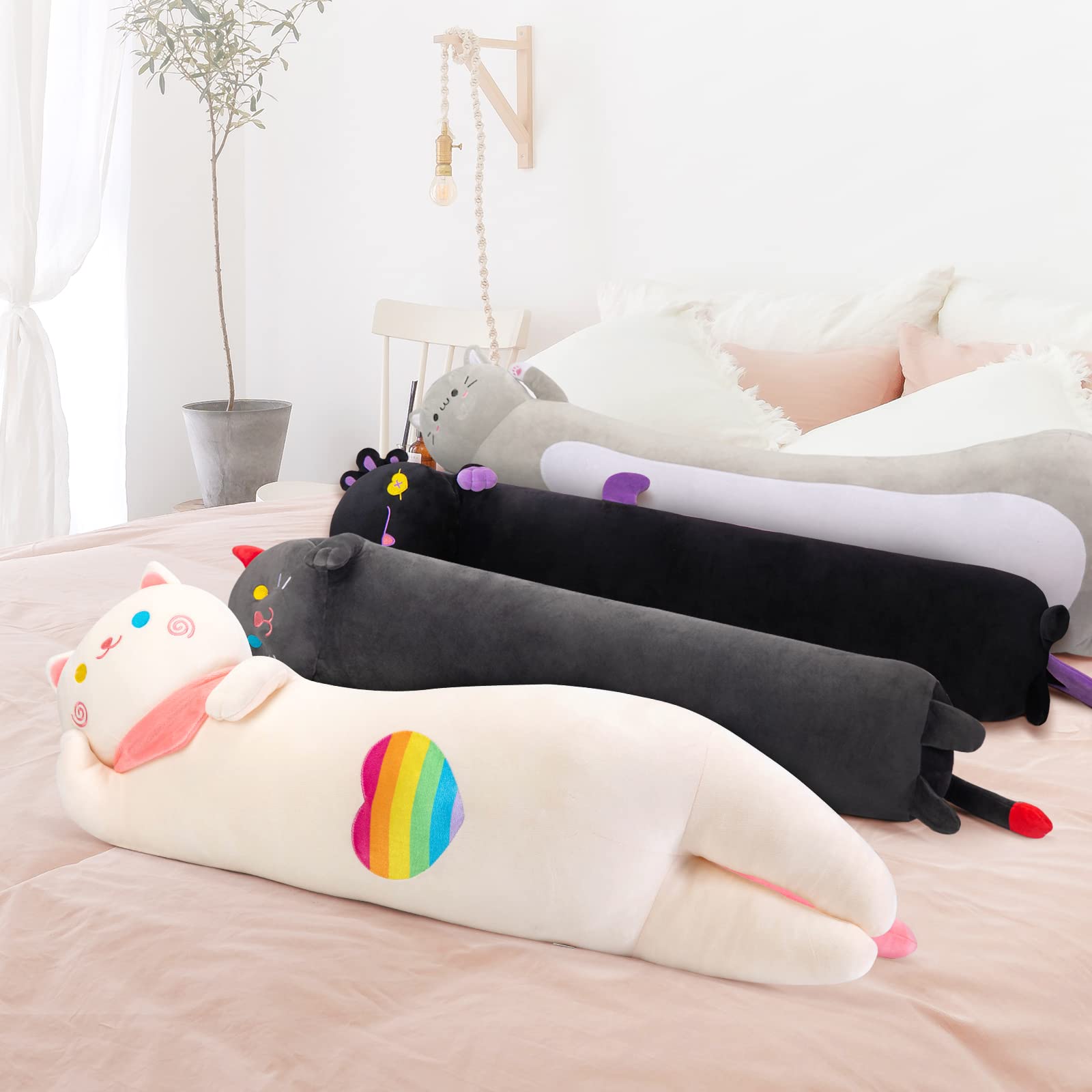 Foto 7 pulgar | Almohada Corporal de Felpa Mewaii Long Cat Black Axolotl 70 cm - Venta Internacional