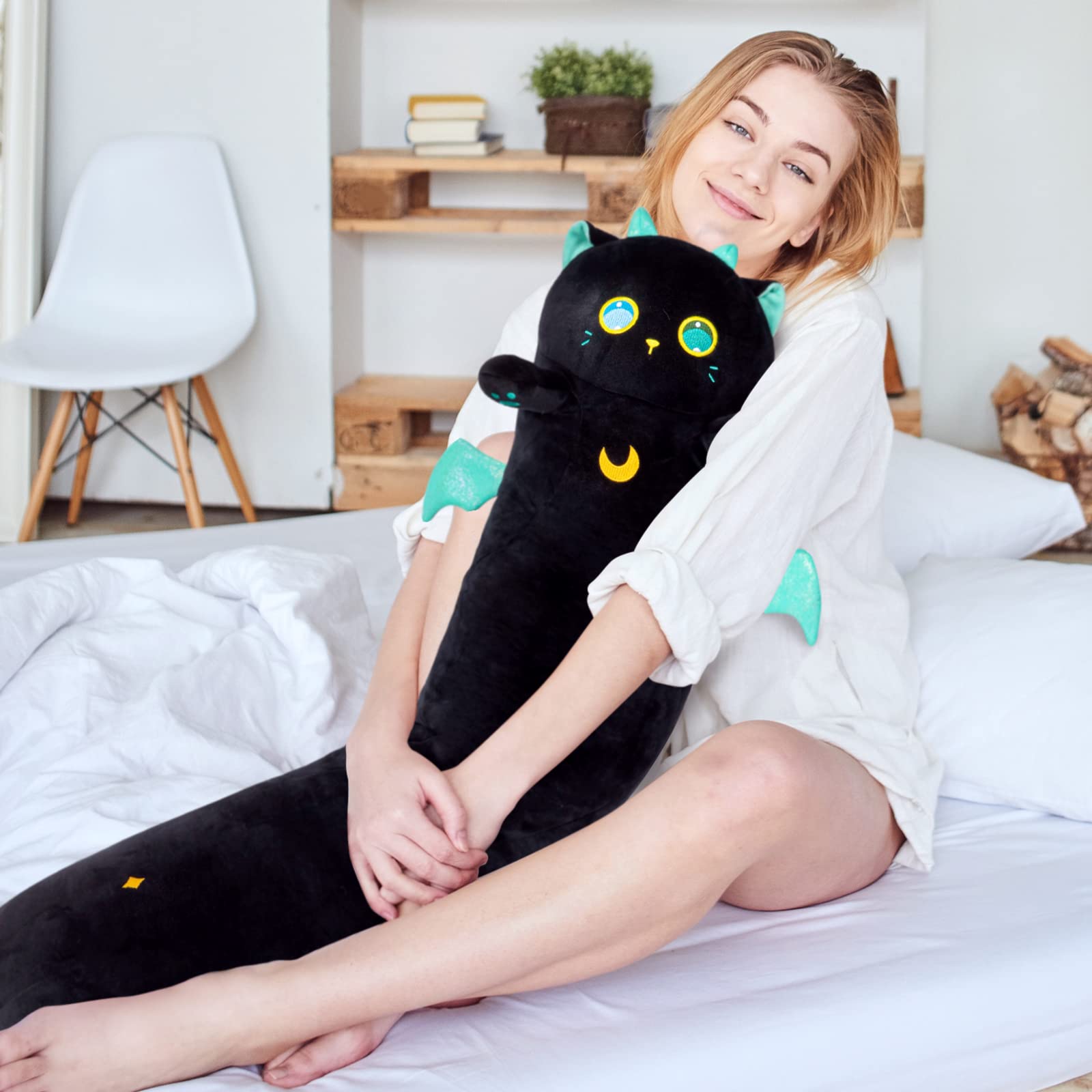 Foto 4 pulgar | Almohada Corporal de Felpa Mewaii Long Cat Kawaii Black 110 cm - Venta Internacional