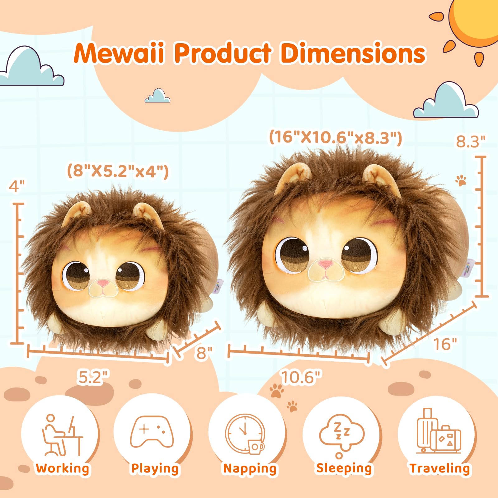 Foto 2 | Almohada de Peluche Infantil Mewaii de León-Venta Internacional