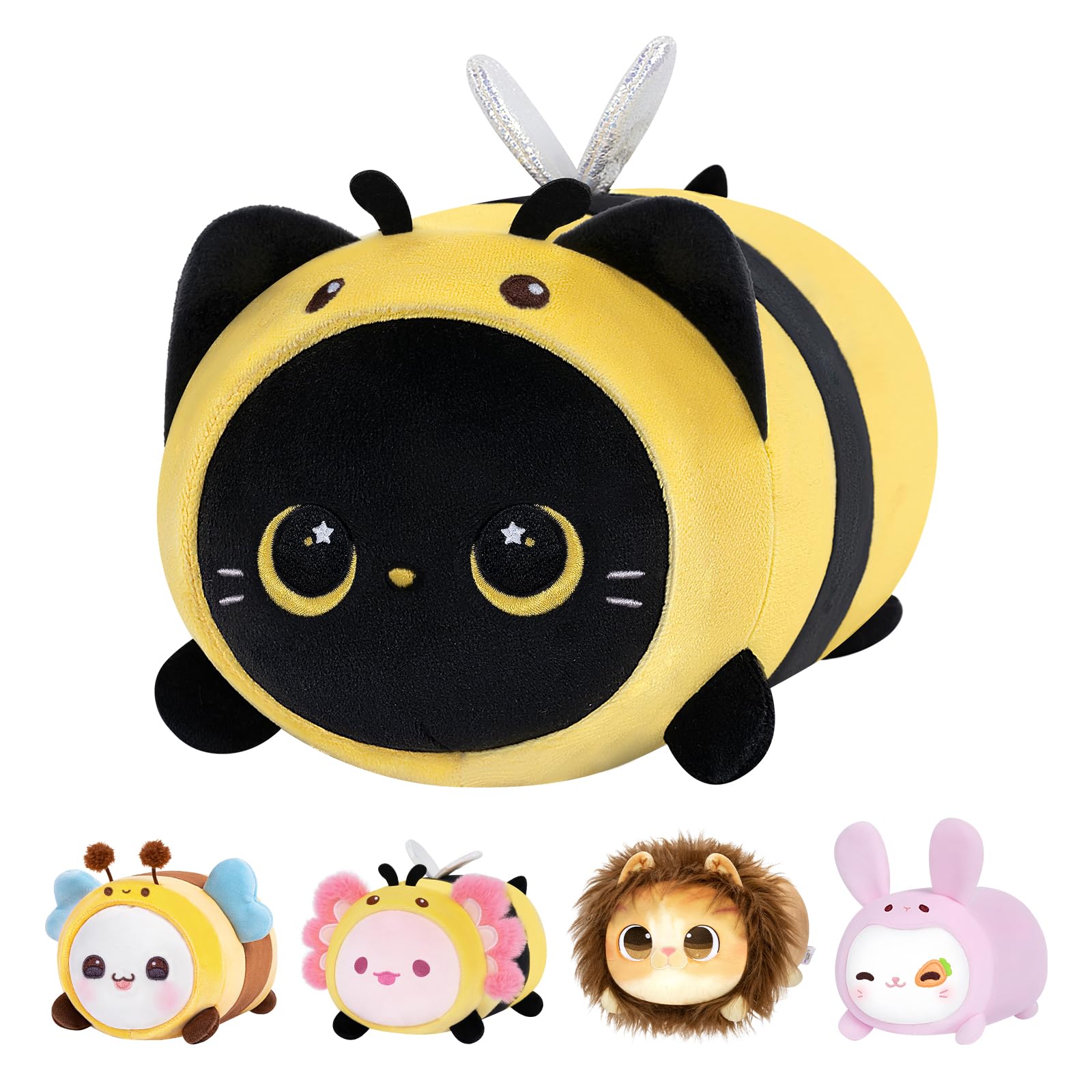 Foto 2 pulgar | Almohada de Felpa Mewaii Cute Black Cat Bee Kawaii 20 cm para Niños - Venta Internacional