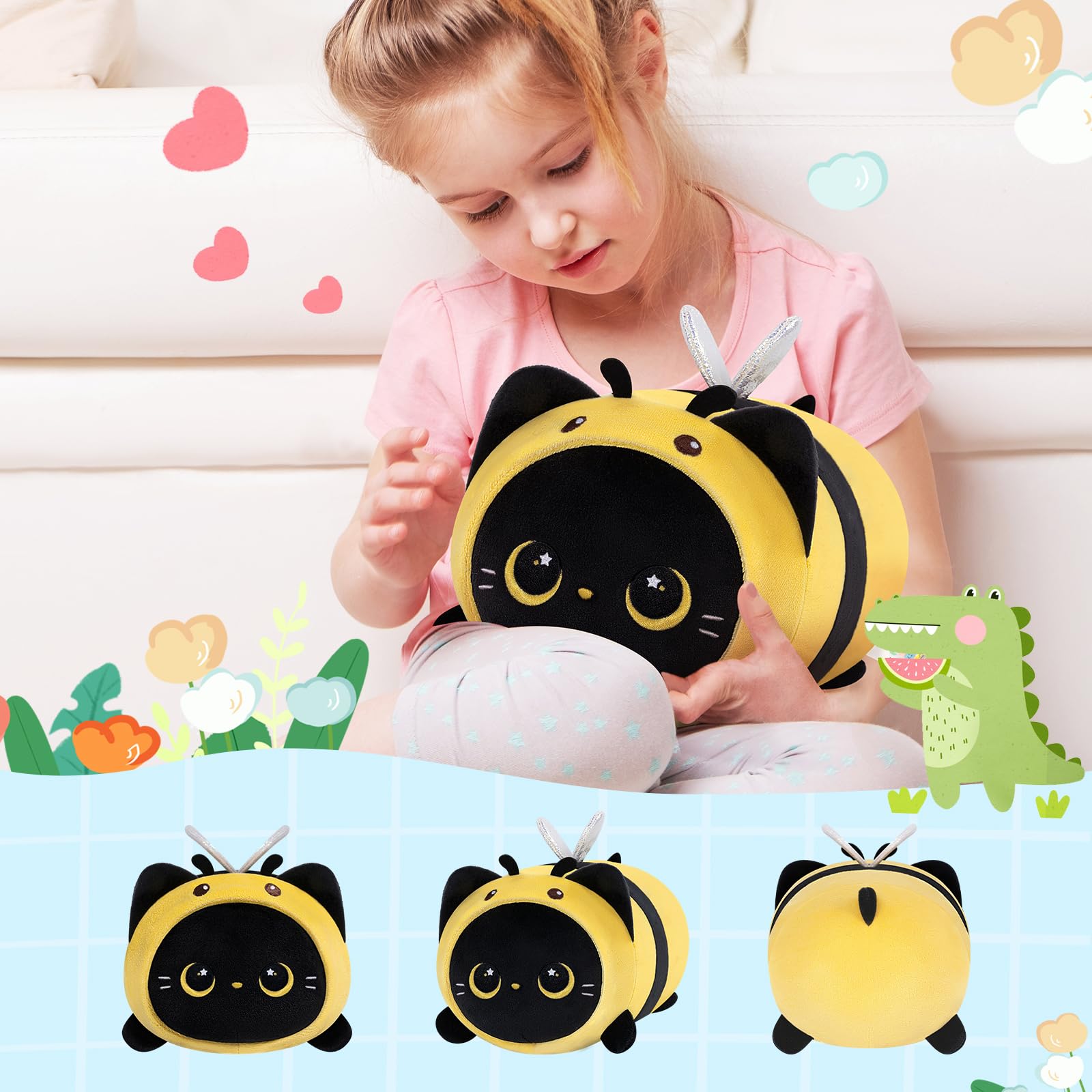 Foto 4 | Almohada de Felpa Mewaii Cute Black Cat Bee Kawaii 20 cm para Niños - Venta Internacional