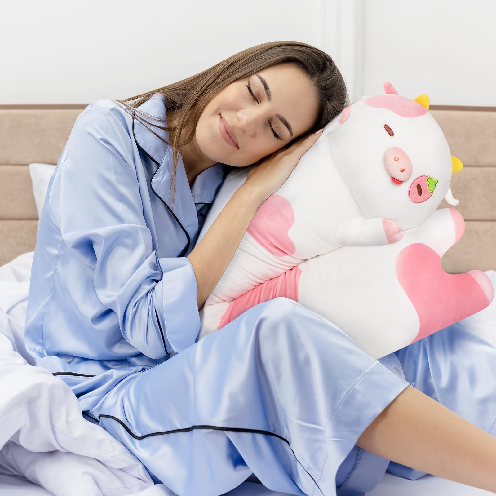 Foto 3 pulgar | Almohada Corporal de Felpa Mewaii Long Cow Kawaii Strawberry 130 cm - Venta Internacional