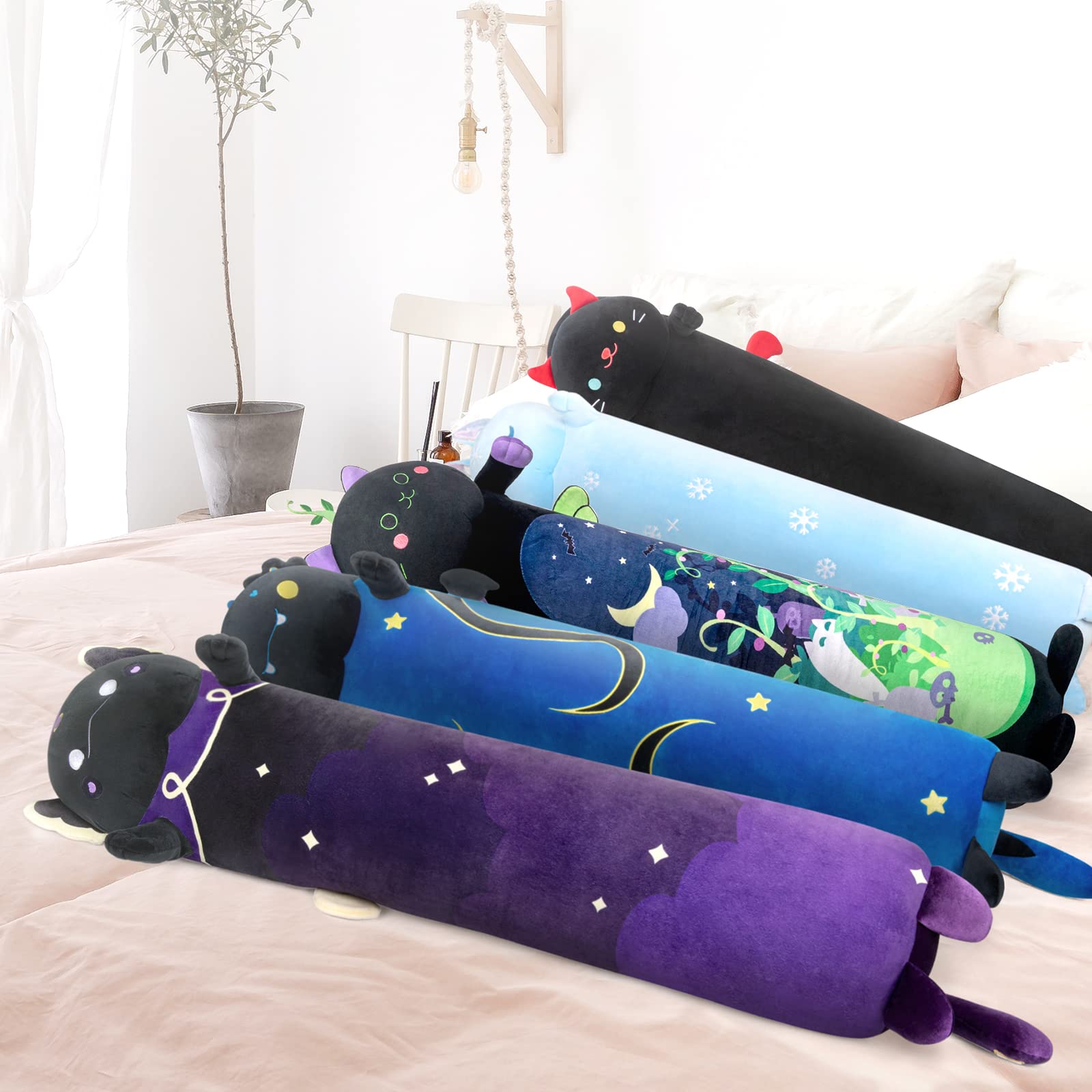 Foto 7 pulgar | Almohada Corporal de Felpa Mewaii Long Cat Black Axolotl 70 cm - Venta Internacional