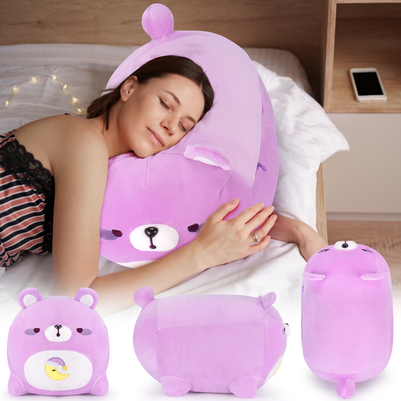 Foto 7 pulgar | Almohada de Felpa Auspicious Beginning Purple Moon Bear 50 Cm - Venta Internacional