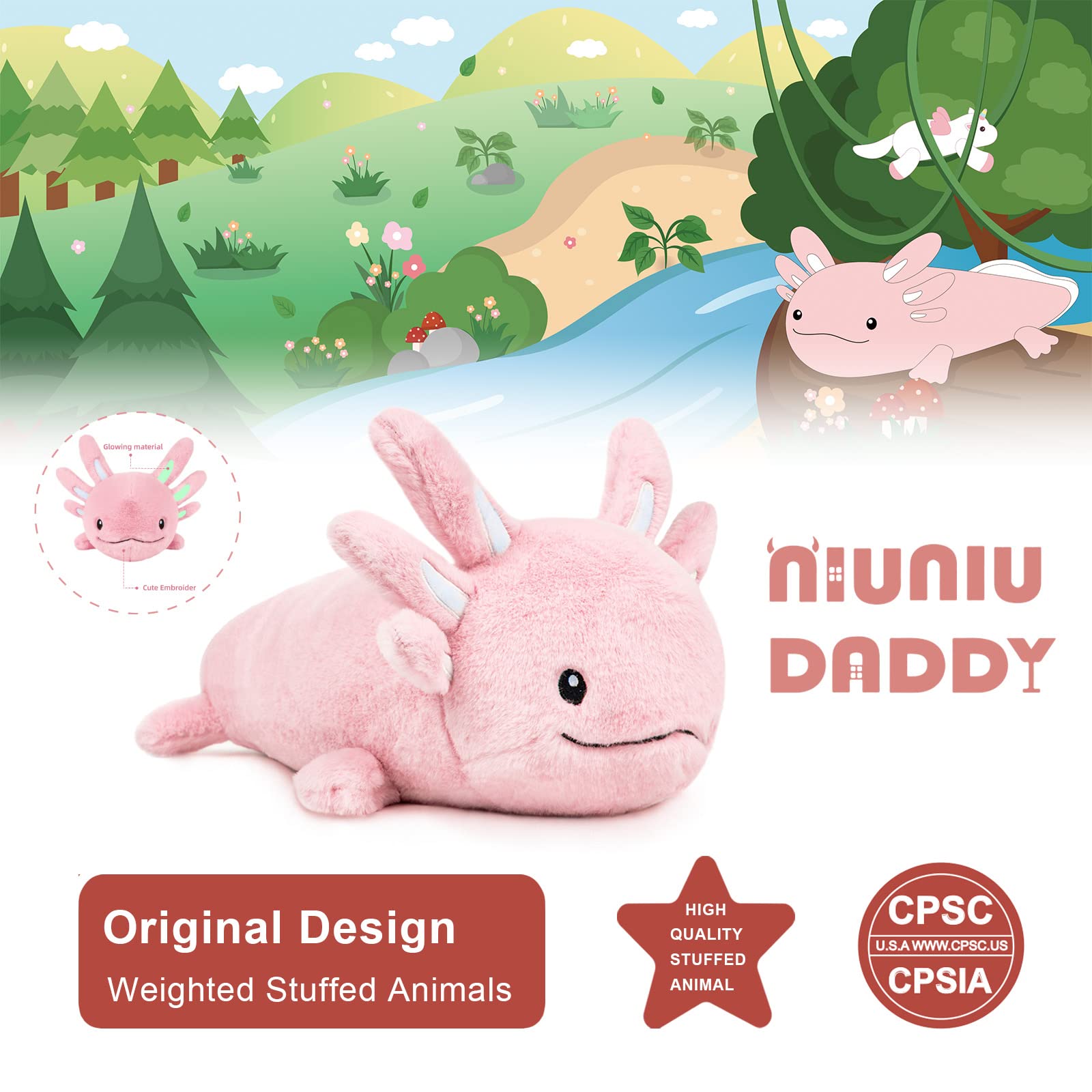 Foto 7 pulgar | Peluche Pesado Niuniu Daddy Axolotl, 1,3 Kg - Venta Internacional.